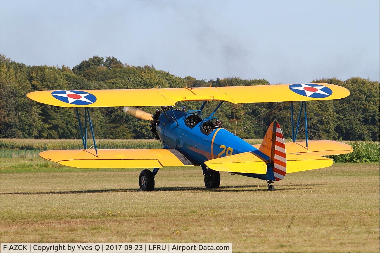 F-AZCK, 1941 Boeing A75N1 (PT-17) C/N 75-1653, Boeing A75N1, tAXIING, Morlaix-Ploujean airport (LFRU-MXN) air show 2017