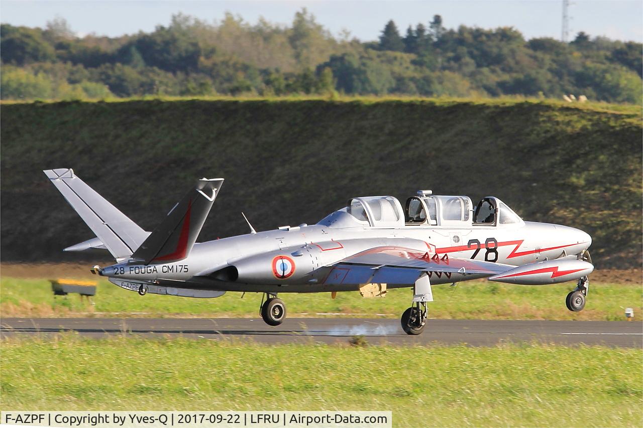 F-AZPF, Fouga CM-175 Zephyr C/N 28, Fouga CM-175 Zephyr, Touchdown rwy 23, Morlaix-Ploujean airport (LFRU-MXN) Air show 2017