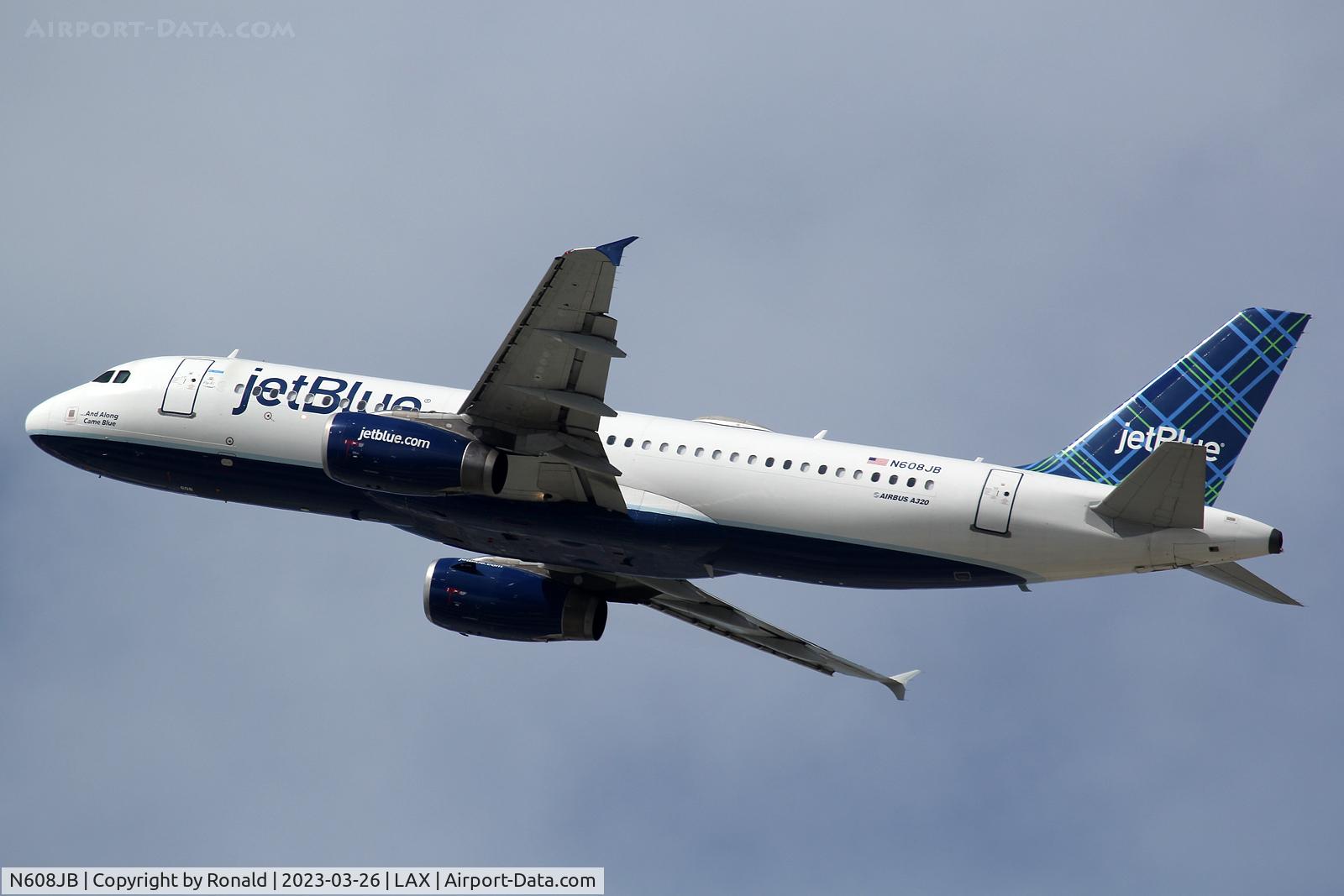 N608JB, 2005 Airbus A320-232 C/N 2415, at lax