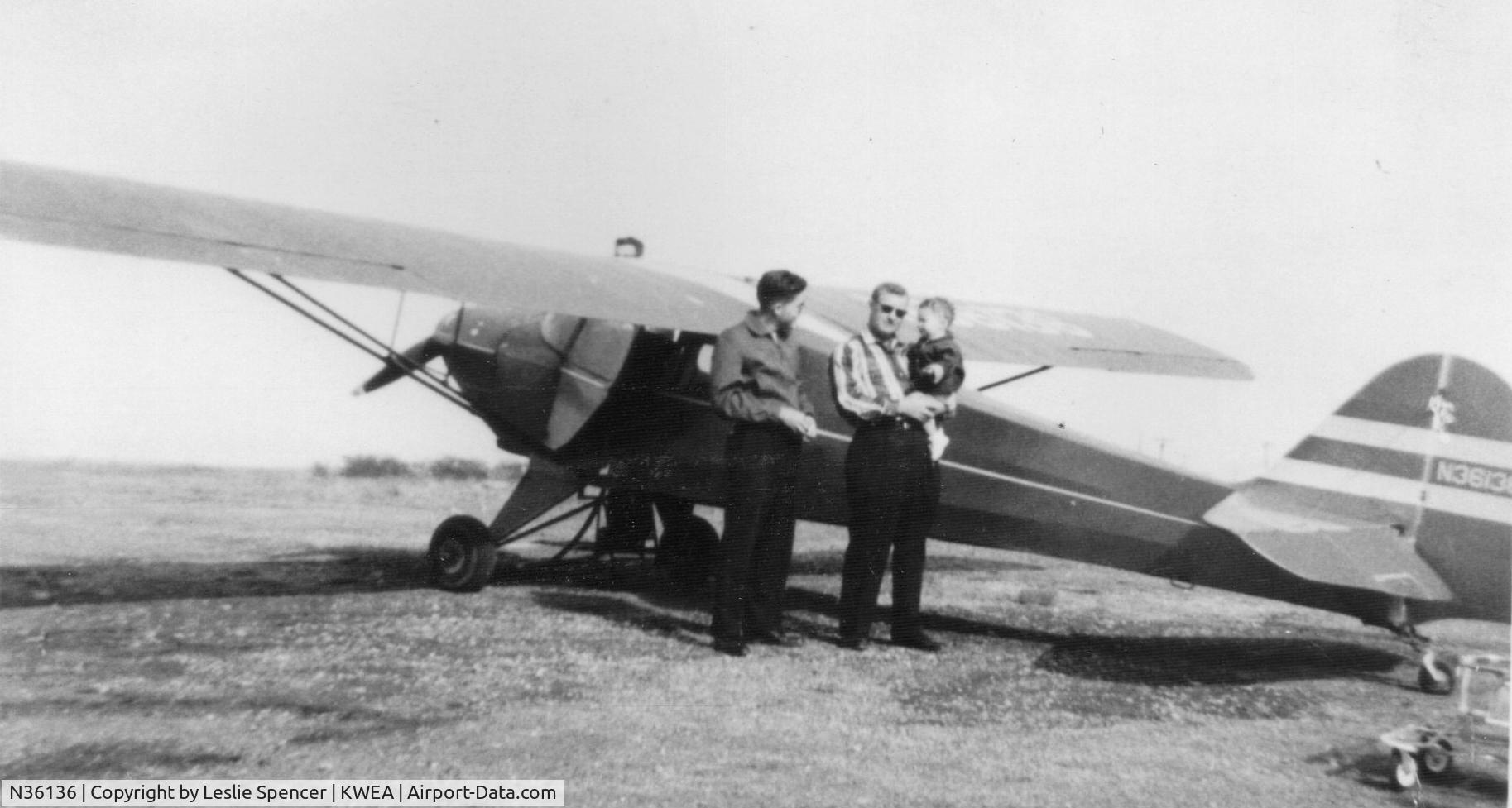 N36136, 1941 Taylorcraft BC12-65 C/N 3103, Taylorcraft BC12-D at Weatherford, TX 1959