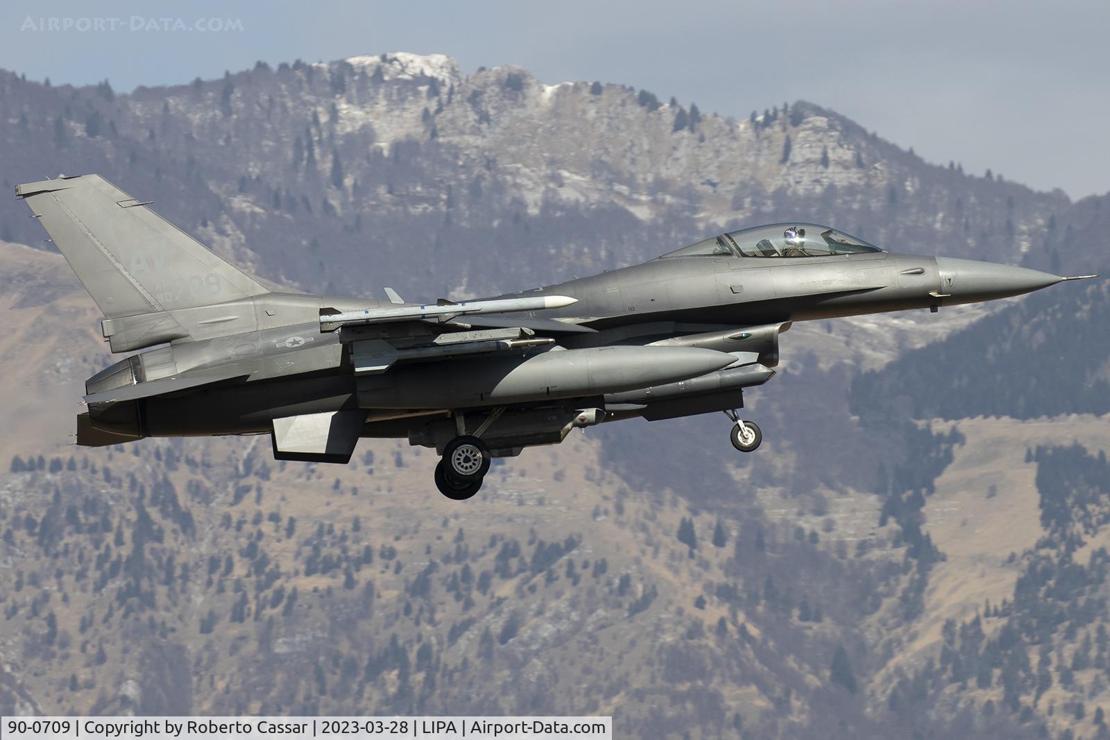 90-0709, 1990 General Dynamics F-16CG Night Falcon C/N 1C-317, Aviano 2023