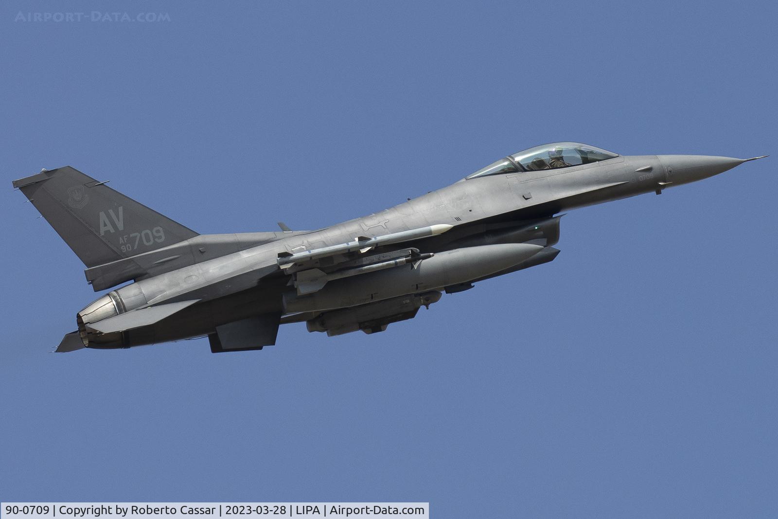 90-0709, 1990 General Dynamics F-16CG Night Falcon C/N 1C-317, Aviano 2023