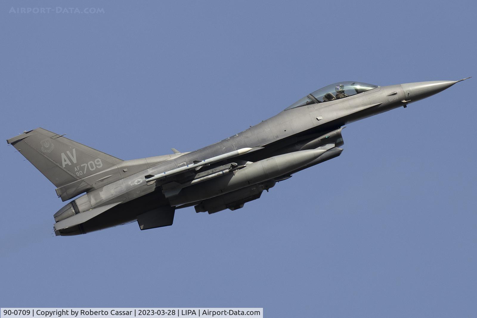 90-0709, 1990 General Dynamics F-16CG Night Falcon C/N 1C-317, Aviano 2023