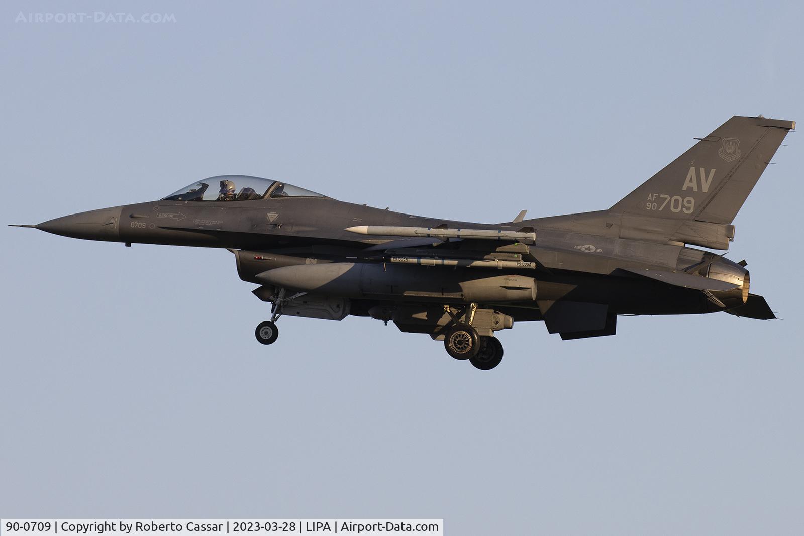 90-0709, 1990 General Dynamics F-16CG Night Falcon C/N 1C-317, Aviano 2023