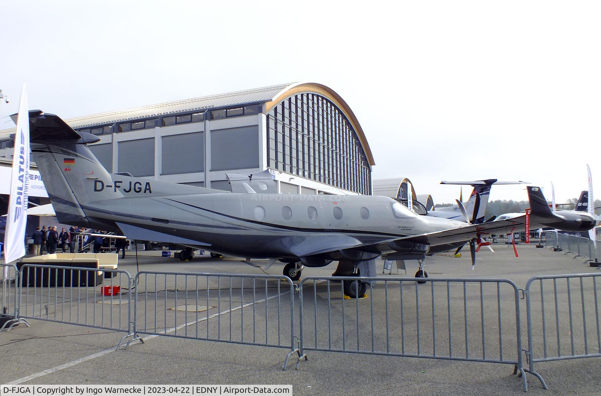 D-FJGA, 2002 Pilatus PC-12/45 C/N 477, Pilatus PC-12/45 with 7-bladed MT propeller at the AERO 2023, Friedrichshafen
