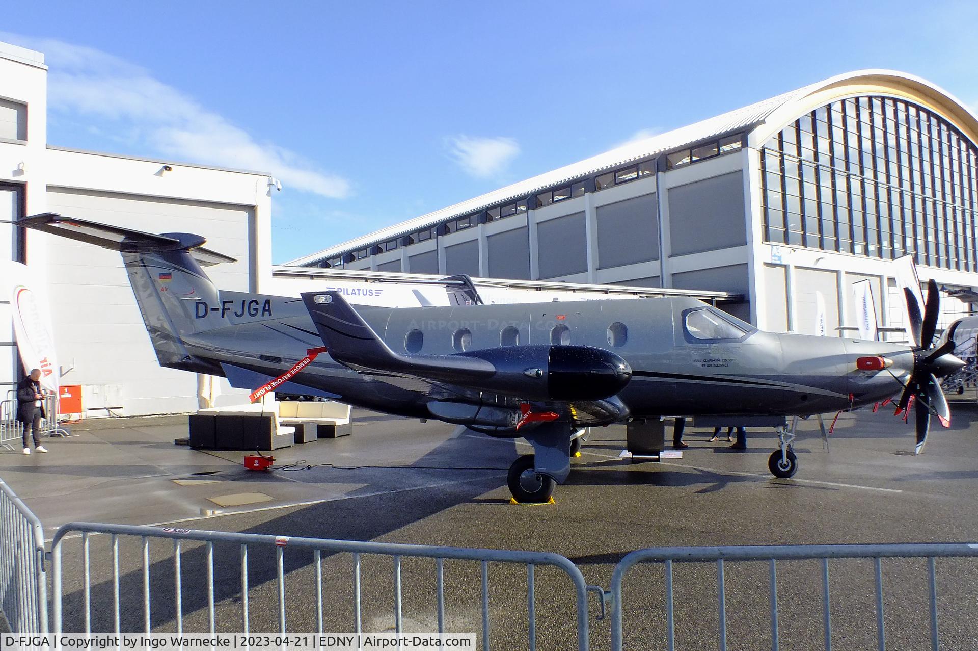 D-FJGA, 2002 Pilatus PC-12/45 C/N 477, Pilatus PC-12/45 with 7-bladed MT propeller at the AERO 2023, Friedrichshafen
