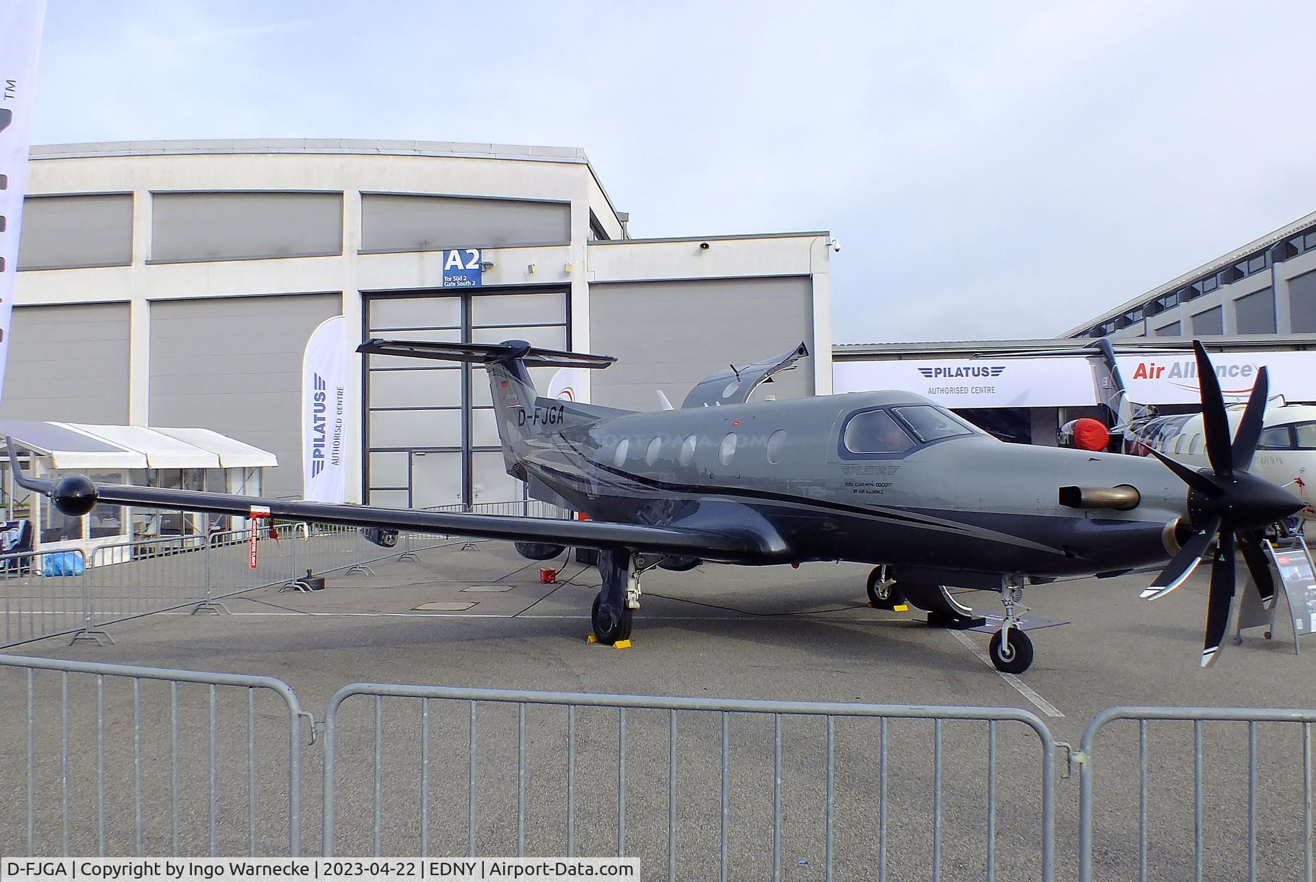 D-FJGA, 2002 Pilatus PC-12/45 C/N 477, Pilatus PC-12/45 with 7-bladed MT propeller at the AERO 2023, Friedrichshafen