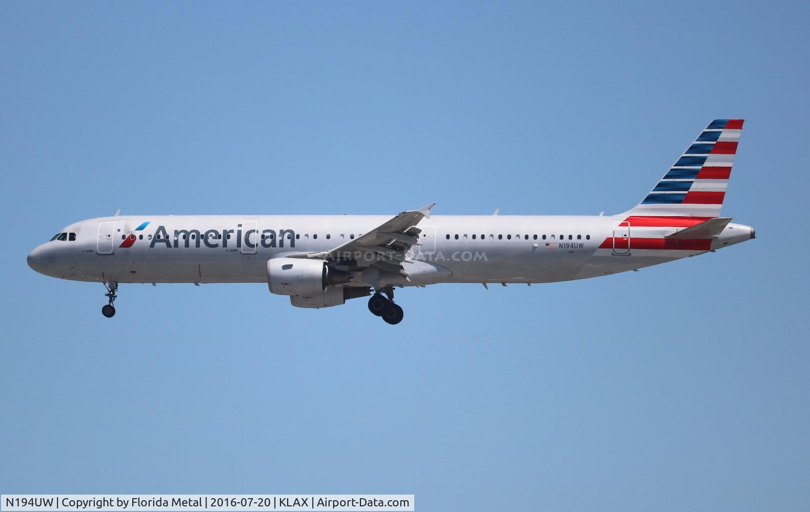 N194UW, 2008 Airbus A321-211 C/N 3629, AAL A321 zx LAX north side