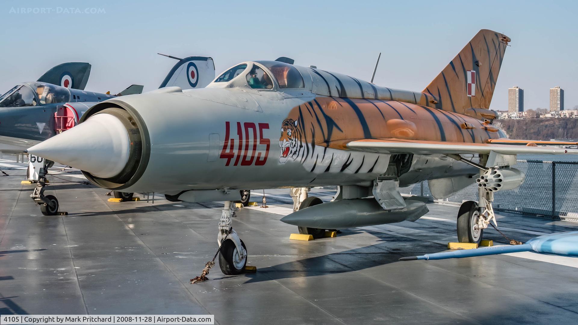 4105, Mikoyan-Gurevich MiG-21PFM C/N 94A4105, Photographed on the USS Intrepid in 2008