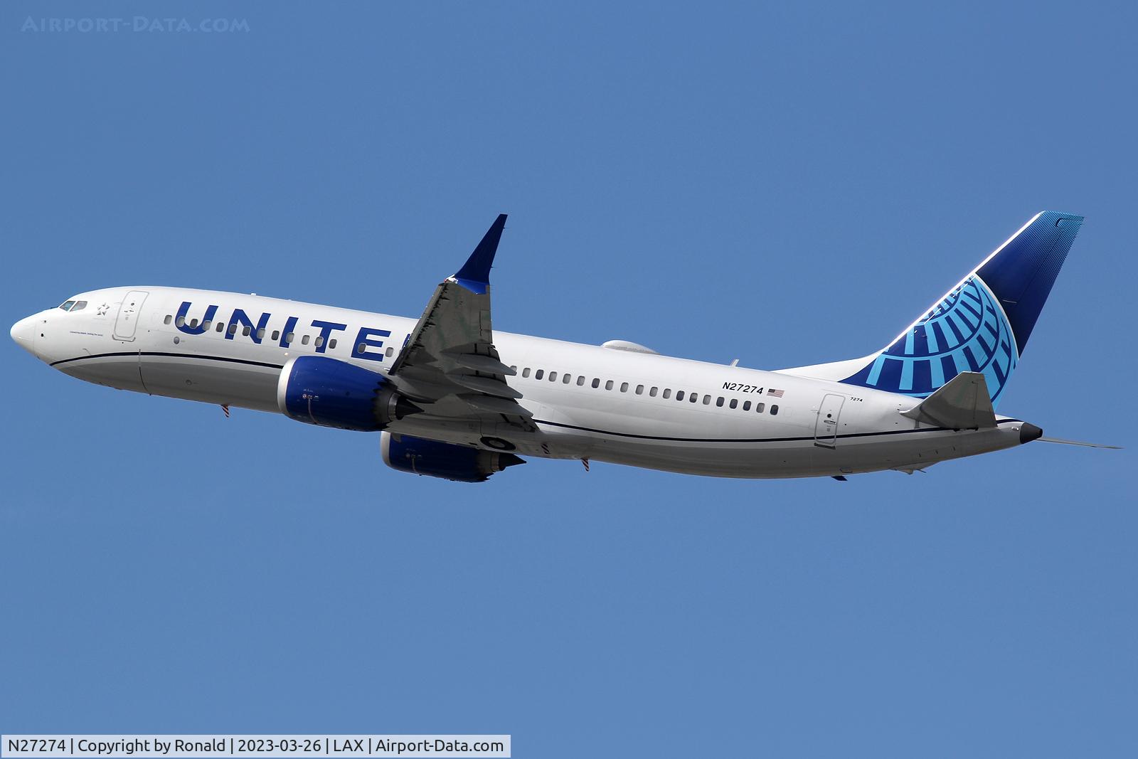 N27274, Boeing 737-8 MAX C/N 67529, at lax