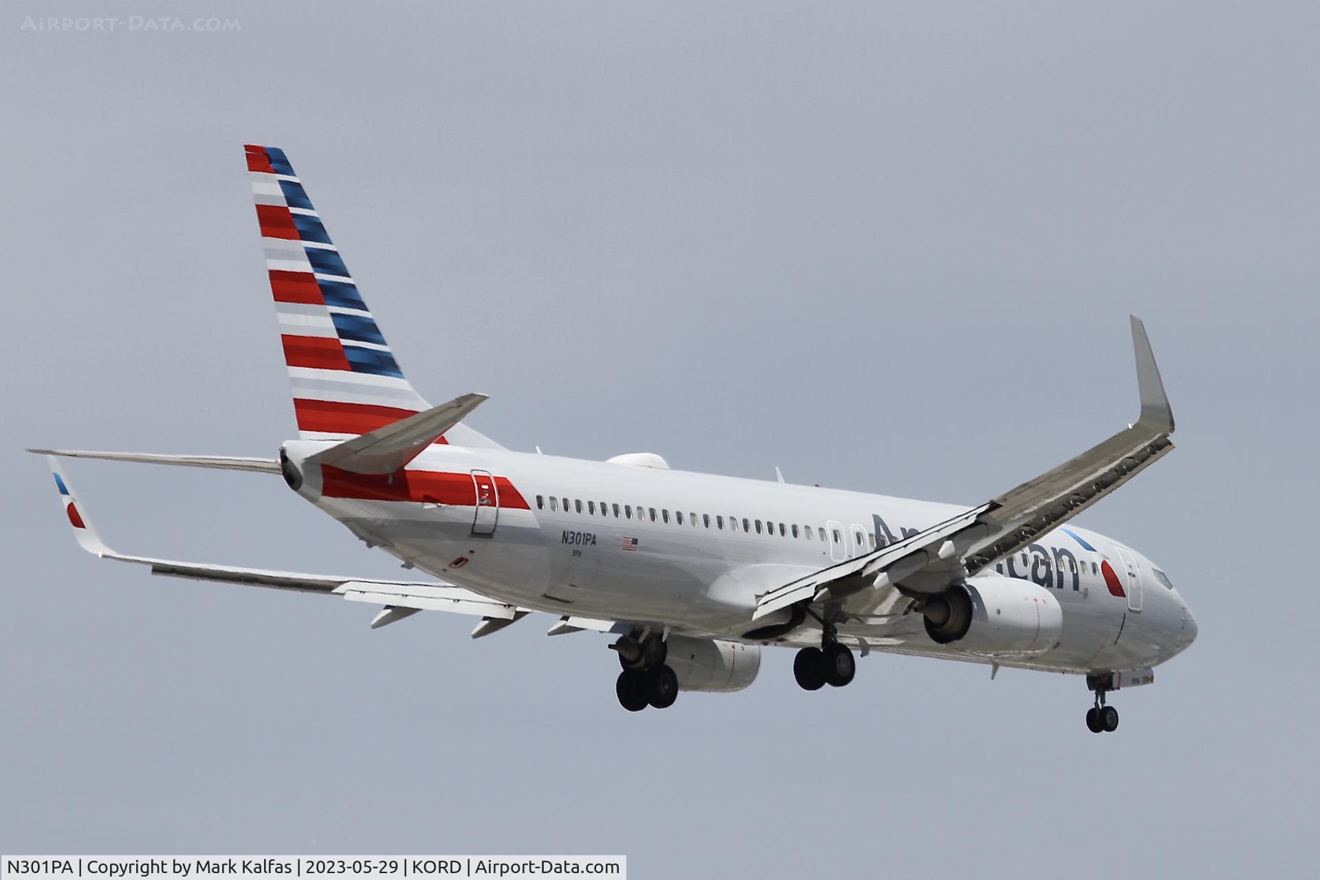 N301PA, 2016 Boeing 737-800 C/N 31255, American Airlines B738, N301PA AA282 MBJ-ORD, on final 10L KORD