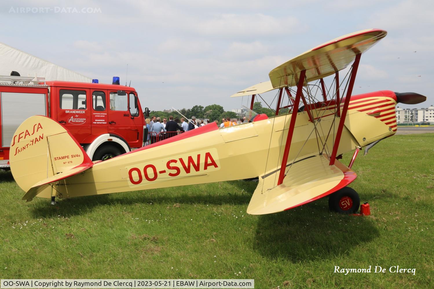 OO-SWA, 1948 Stampe-Vertongen SV-4C C/N 678, At Antwerp Airport.