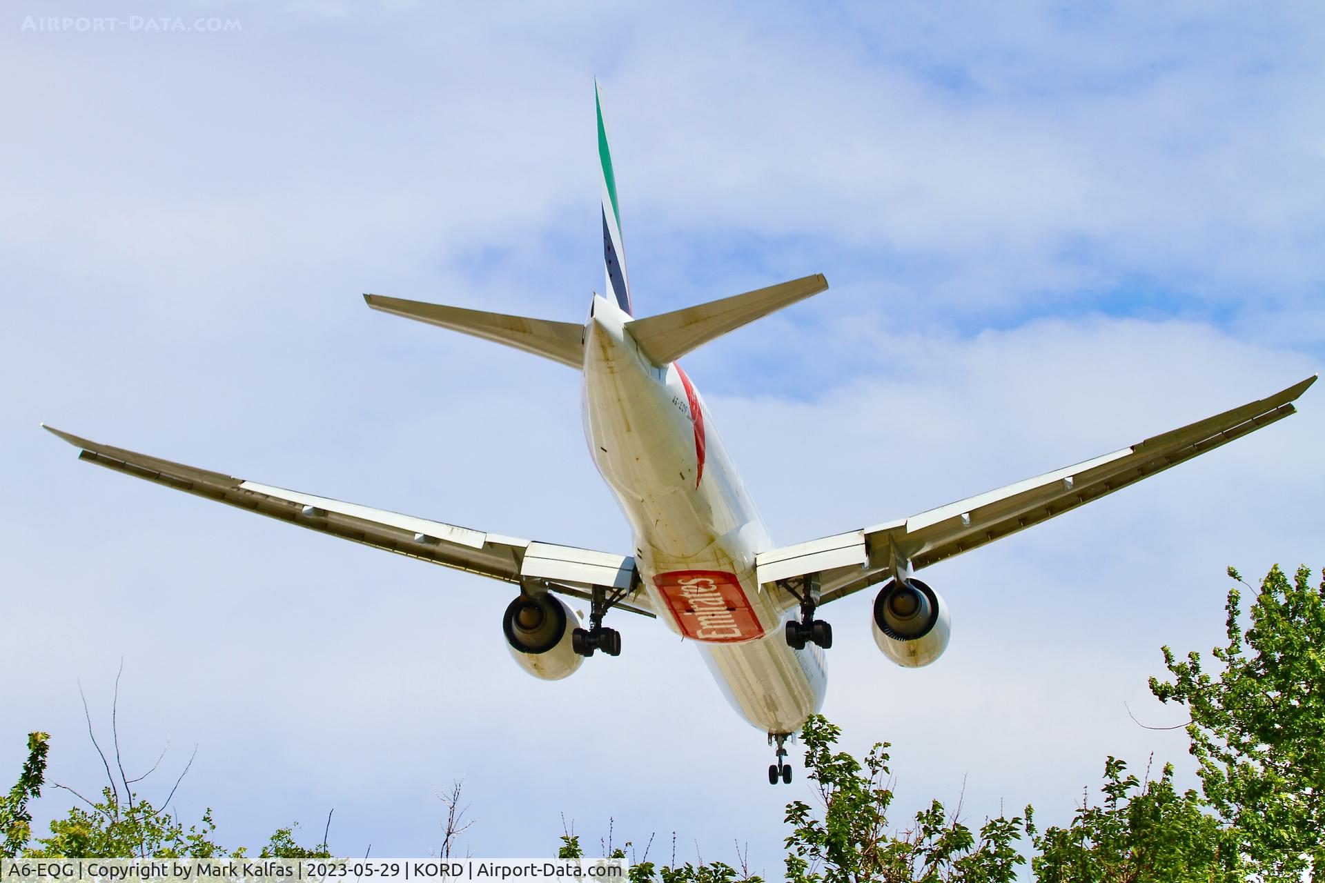 A6-EQG, 2017 Boeing 777-31H/ER C/N 42352, Emirates B77W A6-EQG, UAE235 DXB-ORD, short final 10C KORD