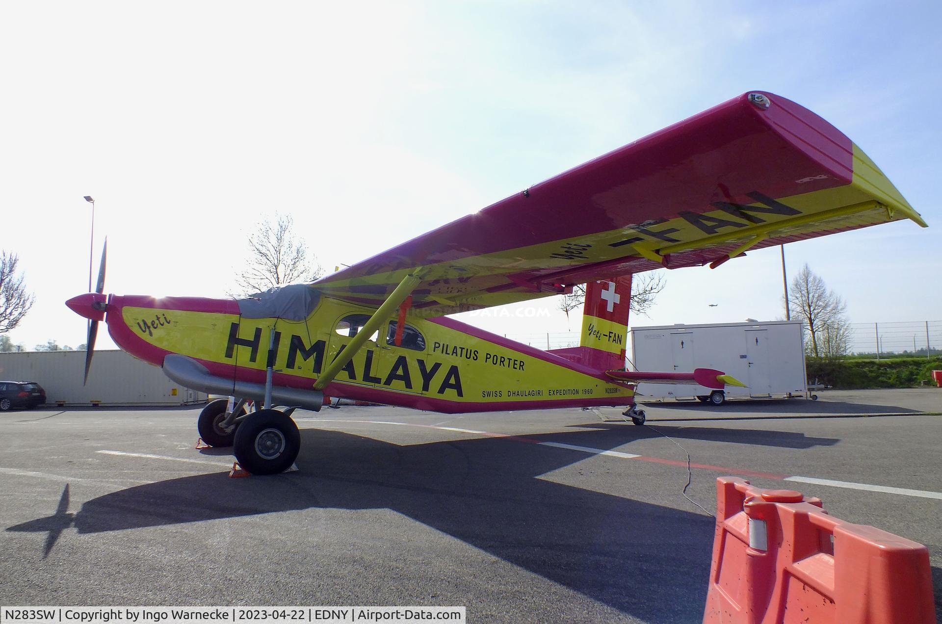 N283SW, 1962 Pilatus PC-6/350-H2 C/N 540, Pilatus PC-6/350-H2 Porter, displayed in the colours of HB-FAN of the Swiss Himalaya Expedition 1960, at the AERO 2023, Friedrichshafen