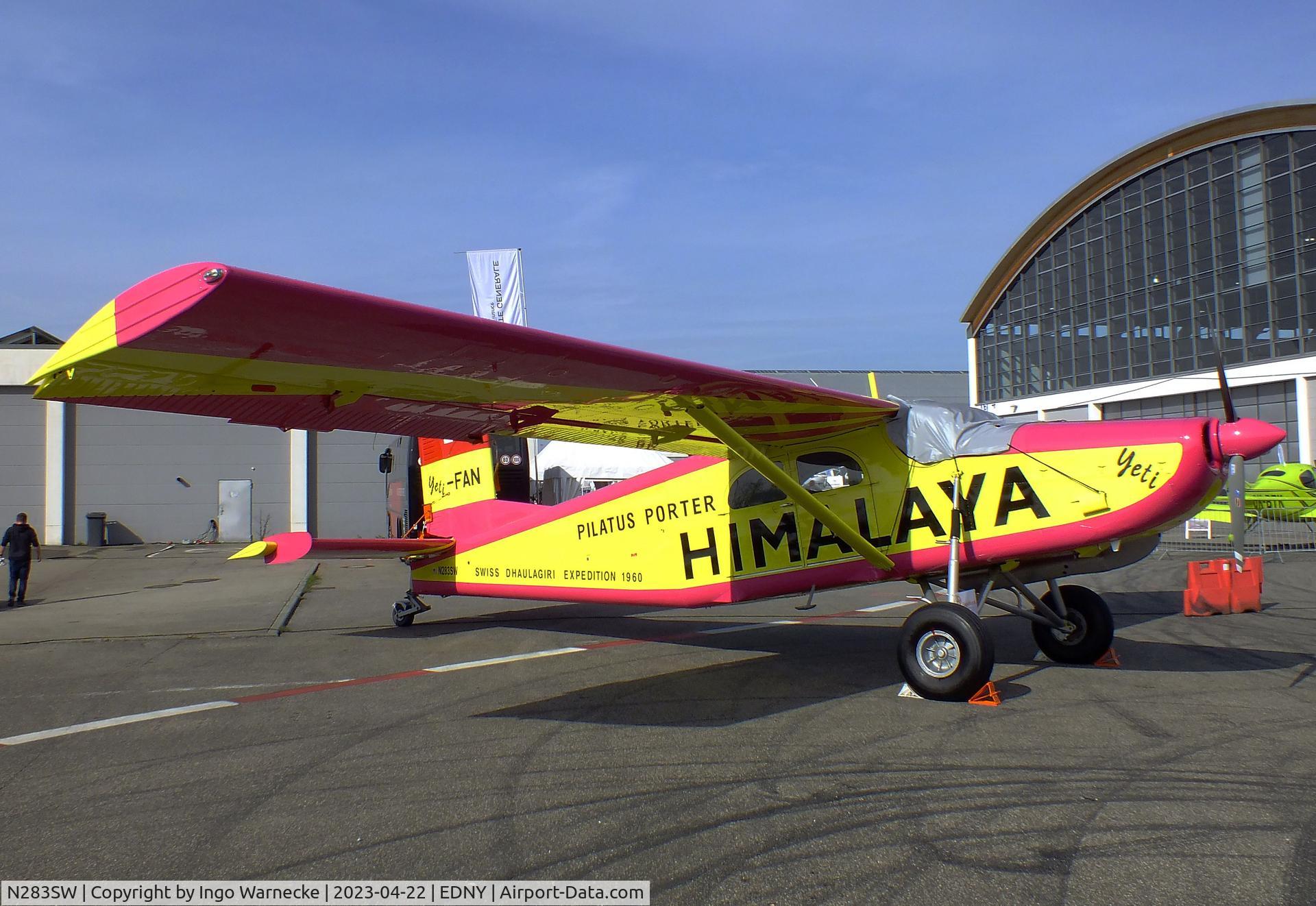 N283SW, 1962 Pilatus PC-6/350-H2 C/N 540, Pilatus PC-6/350-H2 Porter, displayed in the colours of HB-FAN of the Swiss Himalaya Expedition 1960, at the AERO 2023, Friedrichshafen