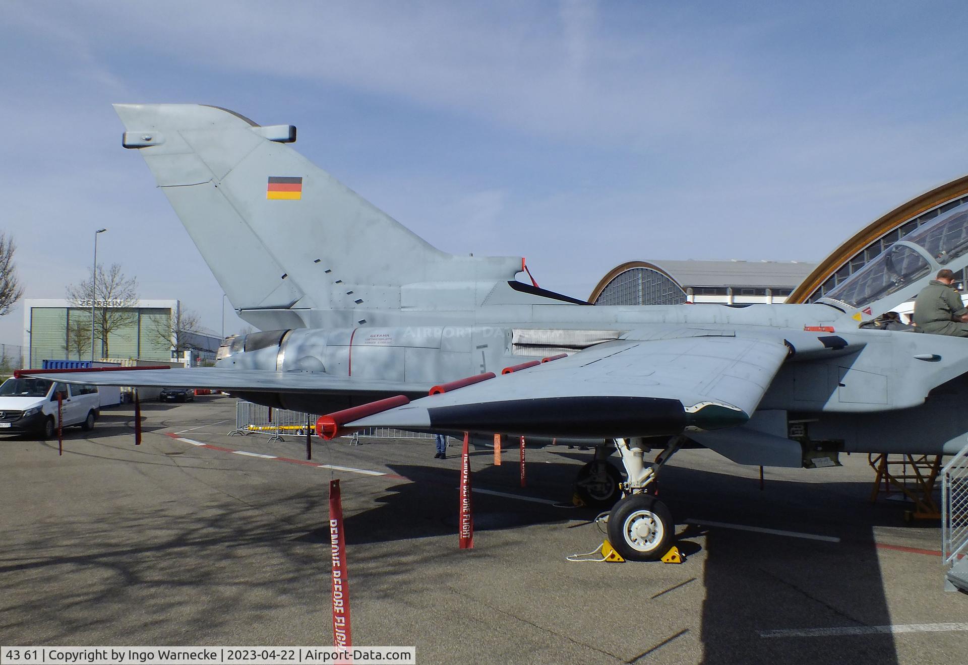 43 61, Panavia Tornado IDS C/N 162/GS034/4061, Panavia Tornado IDS of the Luftwaffe (German Air Force) (now a travelling exhibit with reg 43+00) at the AERO 2023, Friedrichshafen