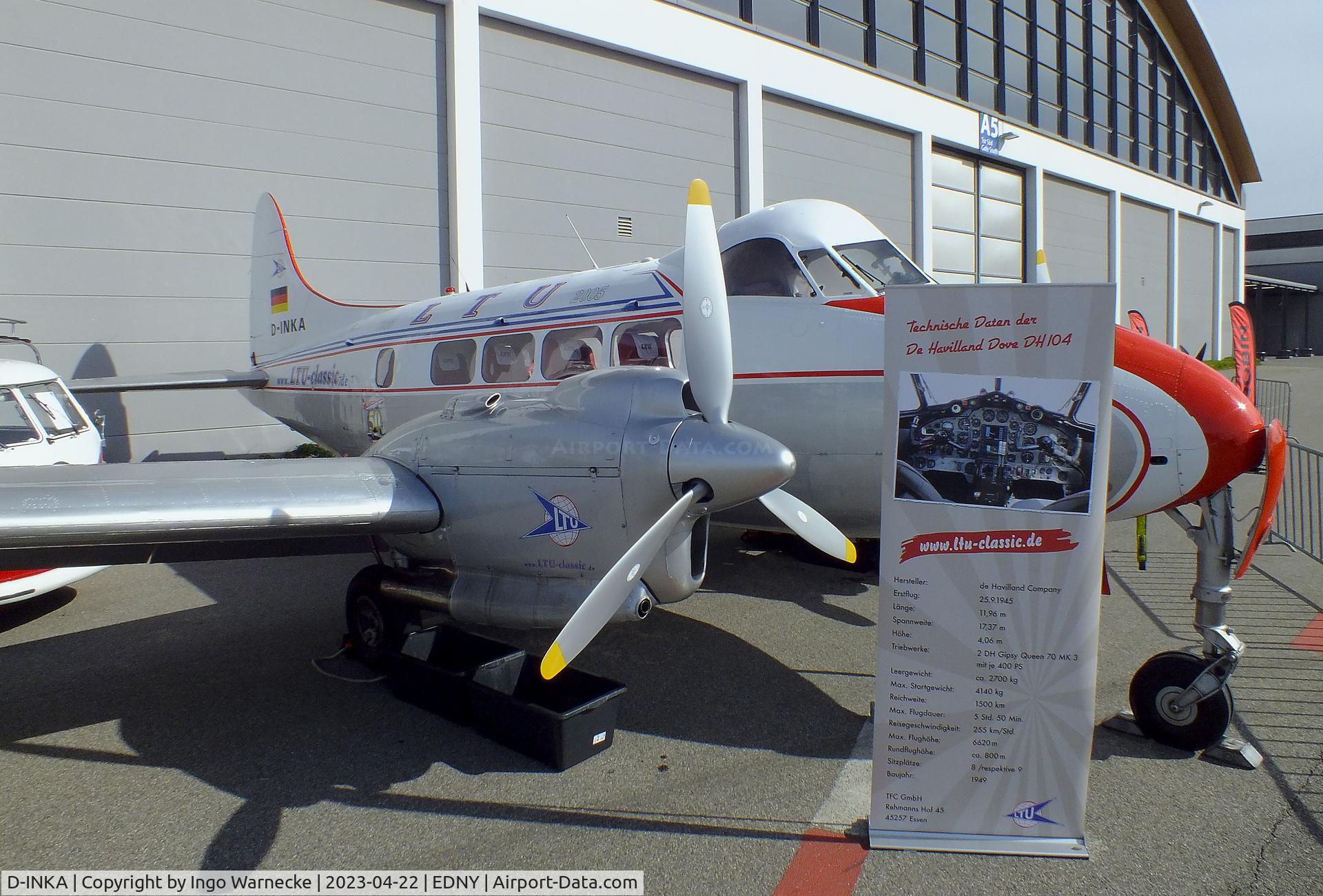 D-INKA, 1949 De Havilland DH-104 Devon C.2 C/N 04266, De Havilland D.H.104 Devon C2 at the AERO 2023, Friedrichshafen