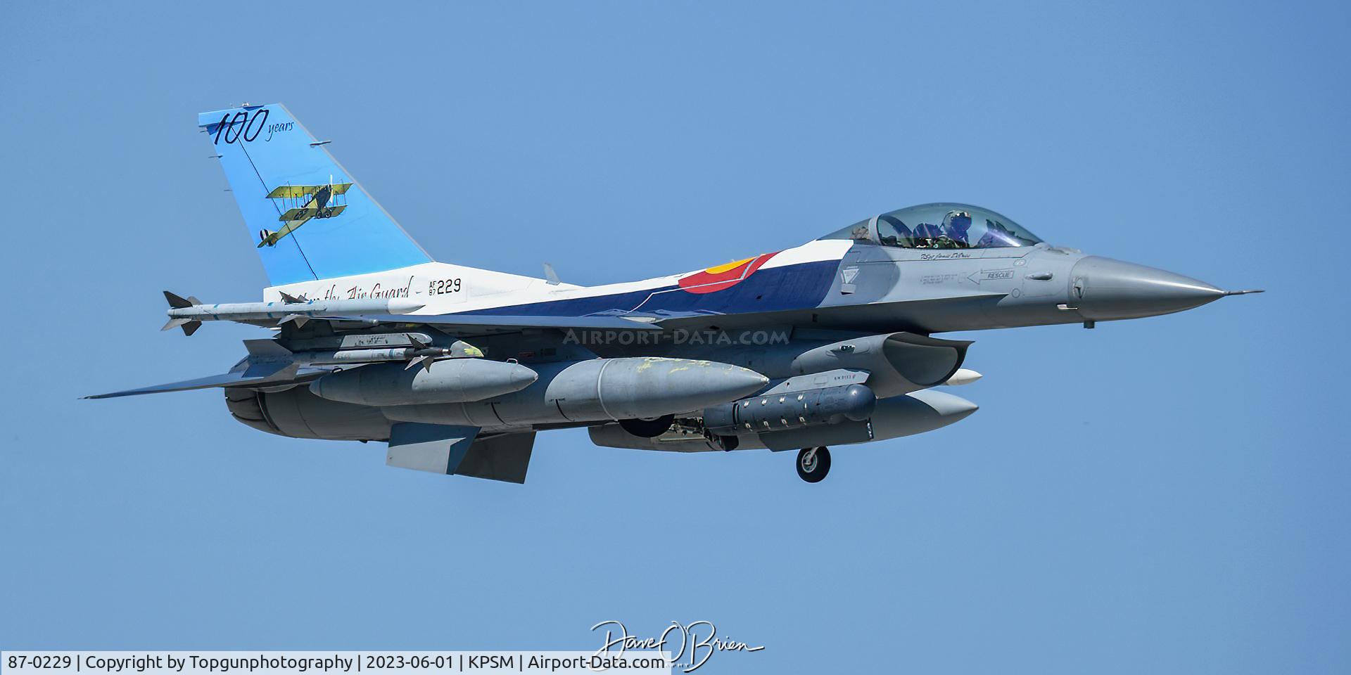 87-0229, 1988 General Dynamics F-16C C/N 5C-490, CO ANG Centennial Painted jet