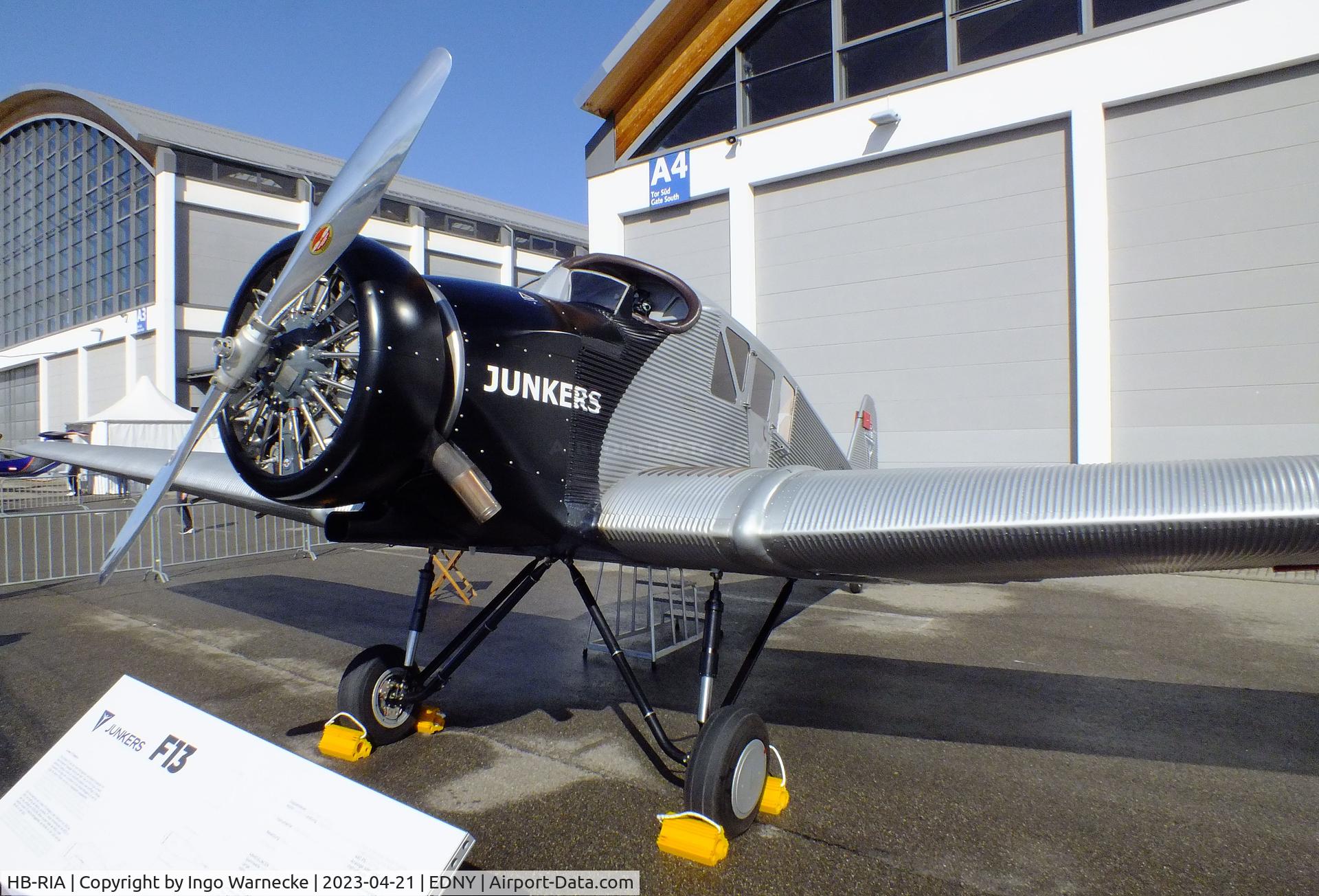 HB-RIA, 2019 Junkers F-13 (Replica) C/N 13-002, Rimowa / Junkers F 13 replica (with radial engine) at the AERO 2023, Friedrichshafen