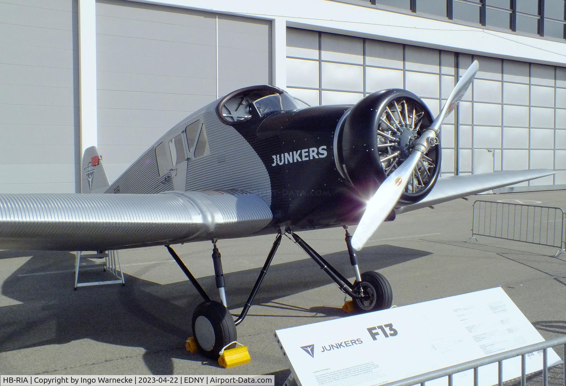 HB-RIA, 2019 Junkers F-13 (Replica) C/N 13-002, Rimowa / Junkers F 13 replica (with radial engine) at the AERO 2023, Friedrichshafen