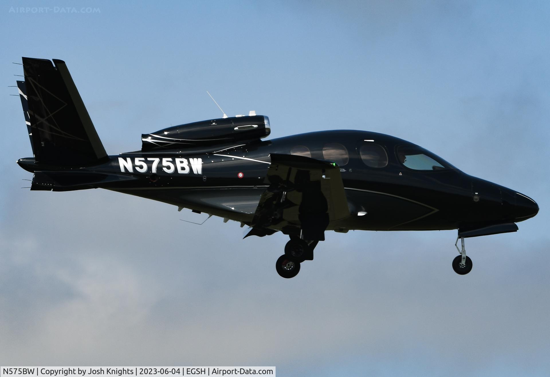 N575BW, 2023 Cirrus SF50 G2+ Arrivee C/N 0434, Arriving at Norwich.