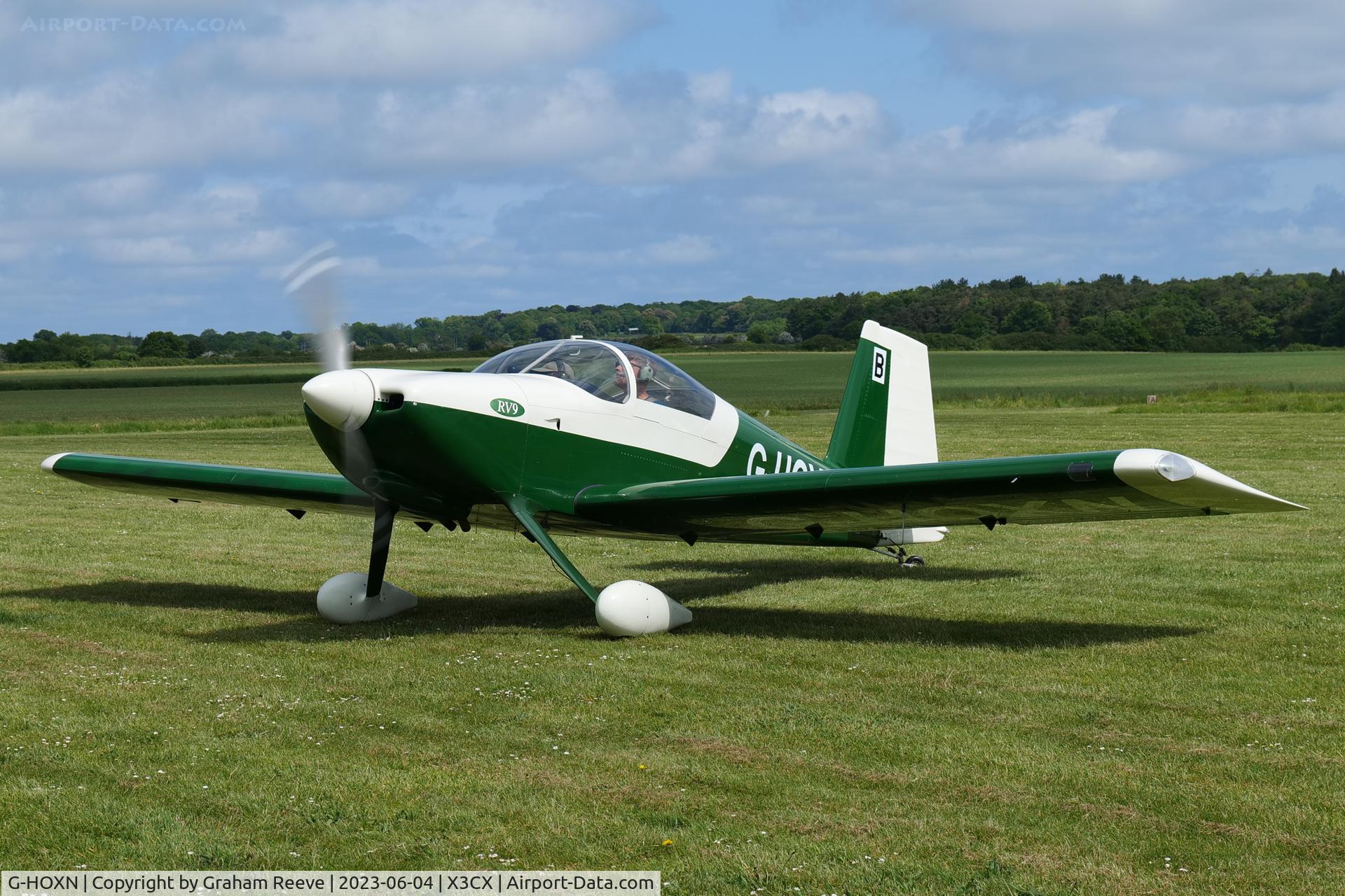 G-HOXN, 2007 Vans RV-9 C/N PFA 320-14229, Just landed at Northrepps.