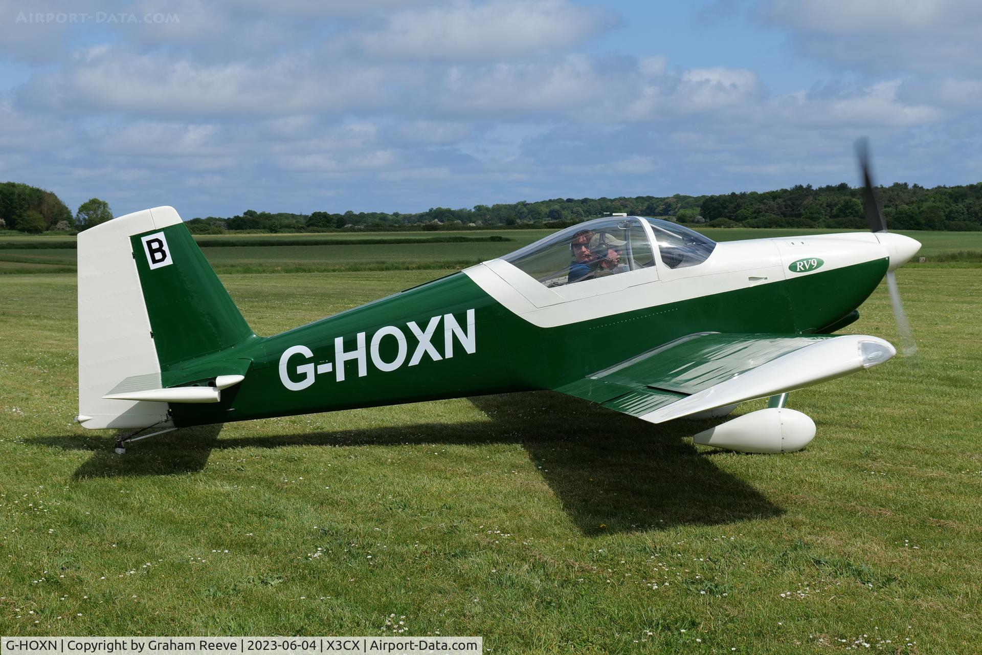 G-HOXN, 2007 Vans RV-9 C/N PFA 320-14229, Just landed at Northrepps.