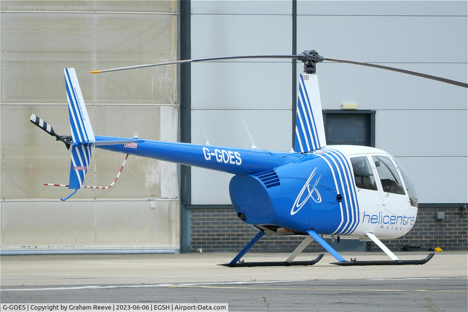 G-GOES, 2005 Robinson R44 Raven II C/N 10942, Parked at Norwich.