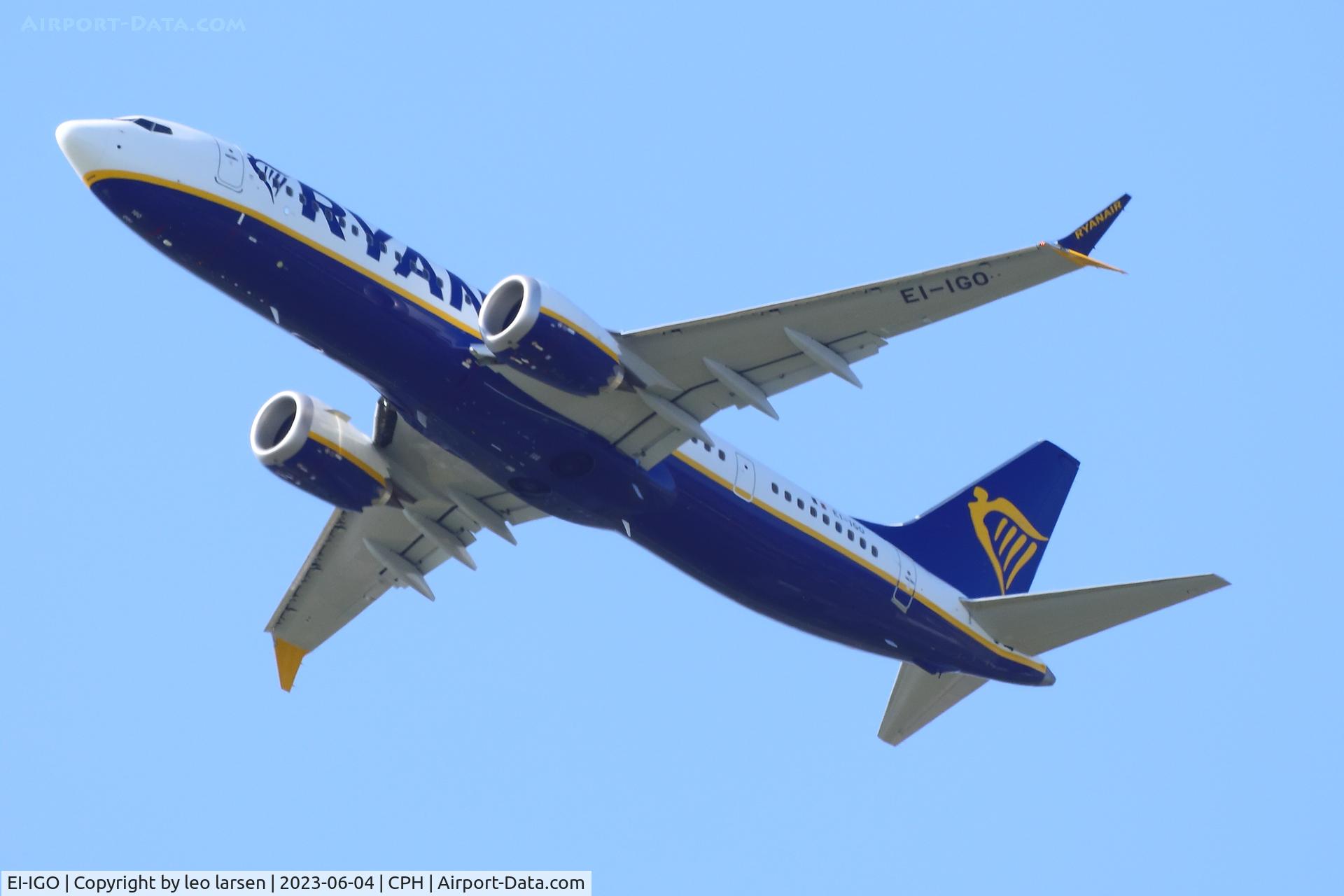 EI-IGO, 2023 Boeing 737-8-200 MAX C/N 62350, Copenhagen 4.6.2023 t/o R-22L