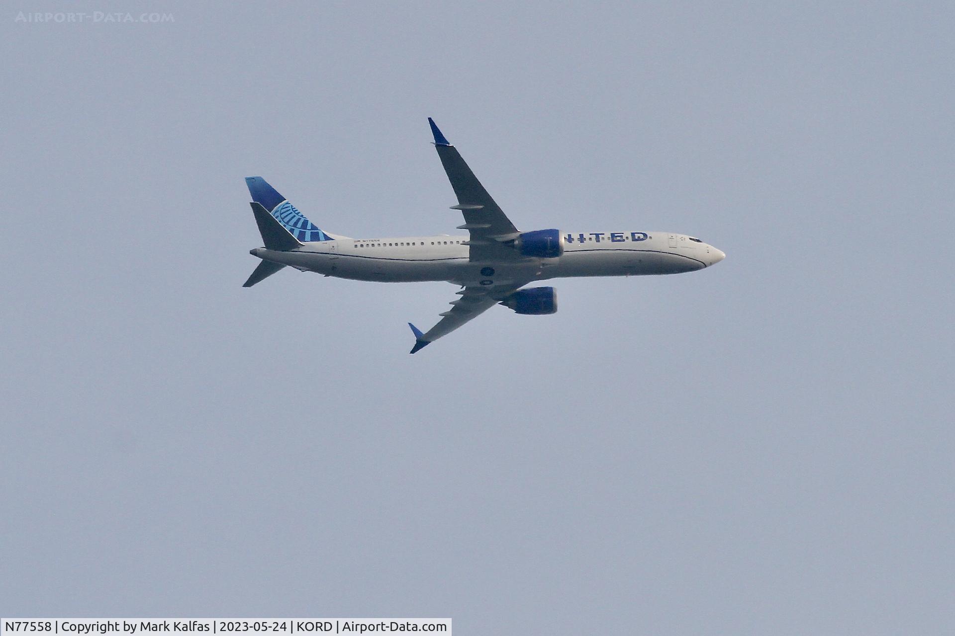 N77558, 2023 Boeing 737 MAX 9 C/N 67585, United Airlines  Boeing 737 MAX 9, N77558 UA1463 IND-ORD