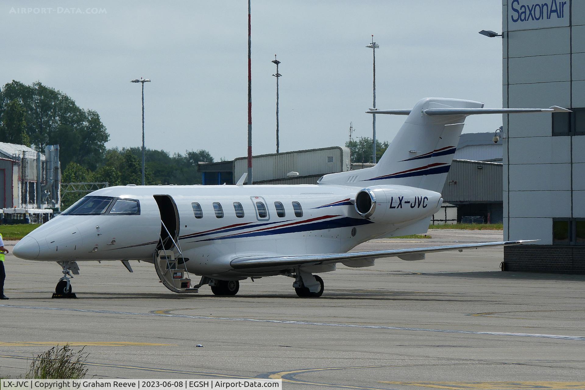 LX-JVC, 2019 Pilatus PC-24 C/N 142, Parked at Norwich.