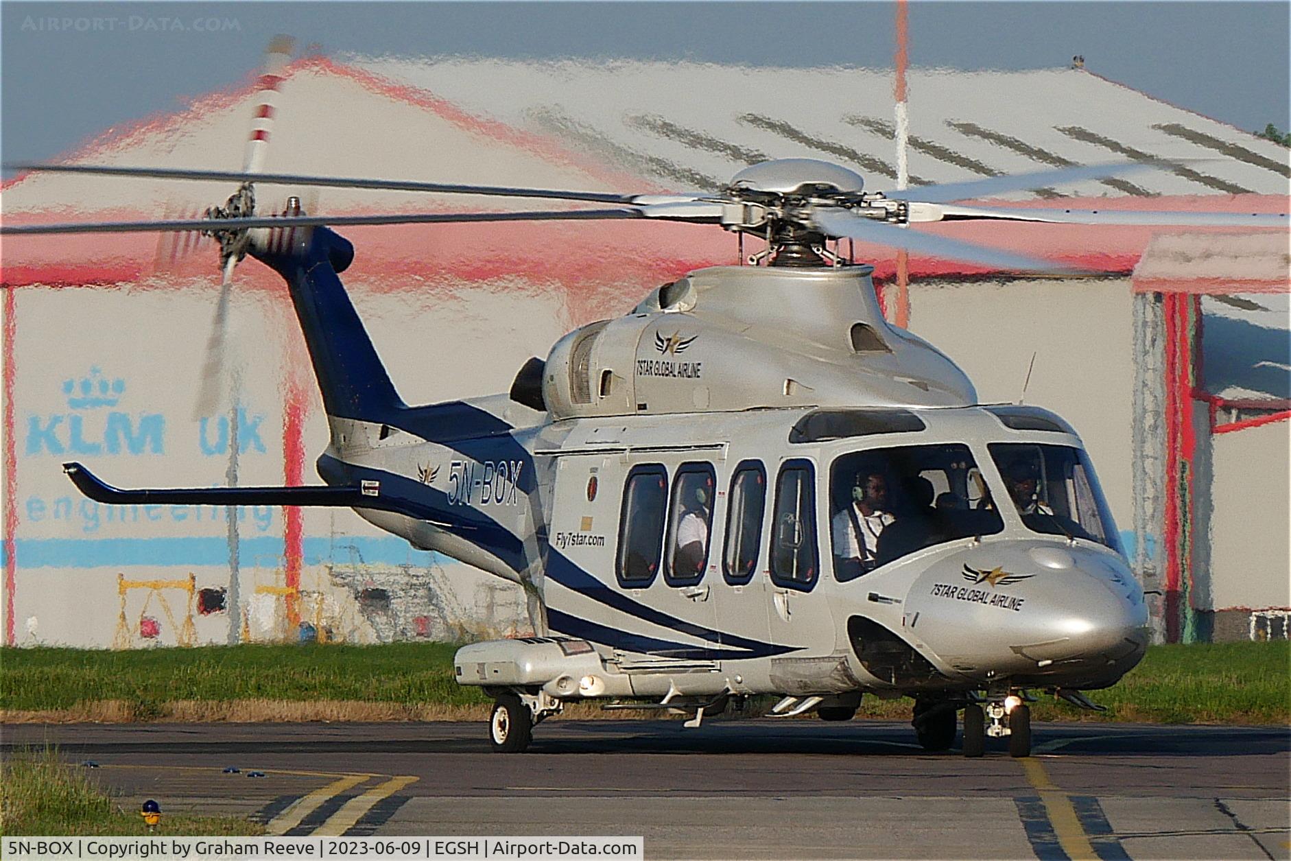 5N-BOX, 2012 AgustaWestland AW-139 C/N 31386, Just landed at Norwich.
