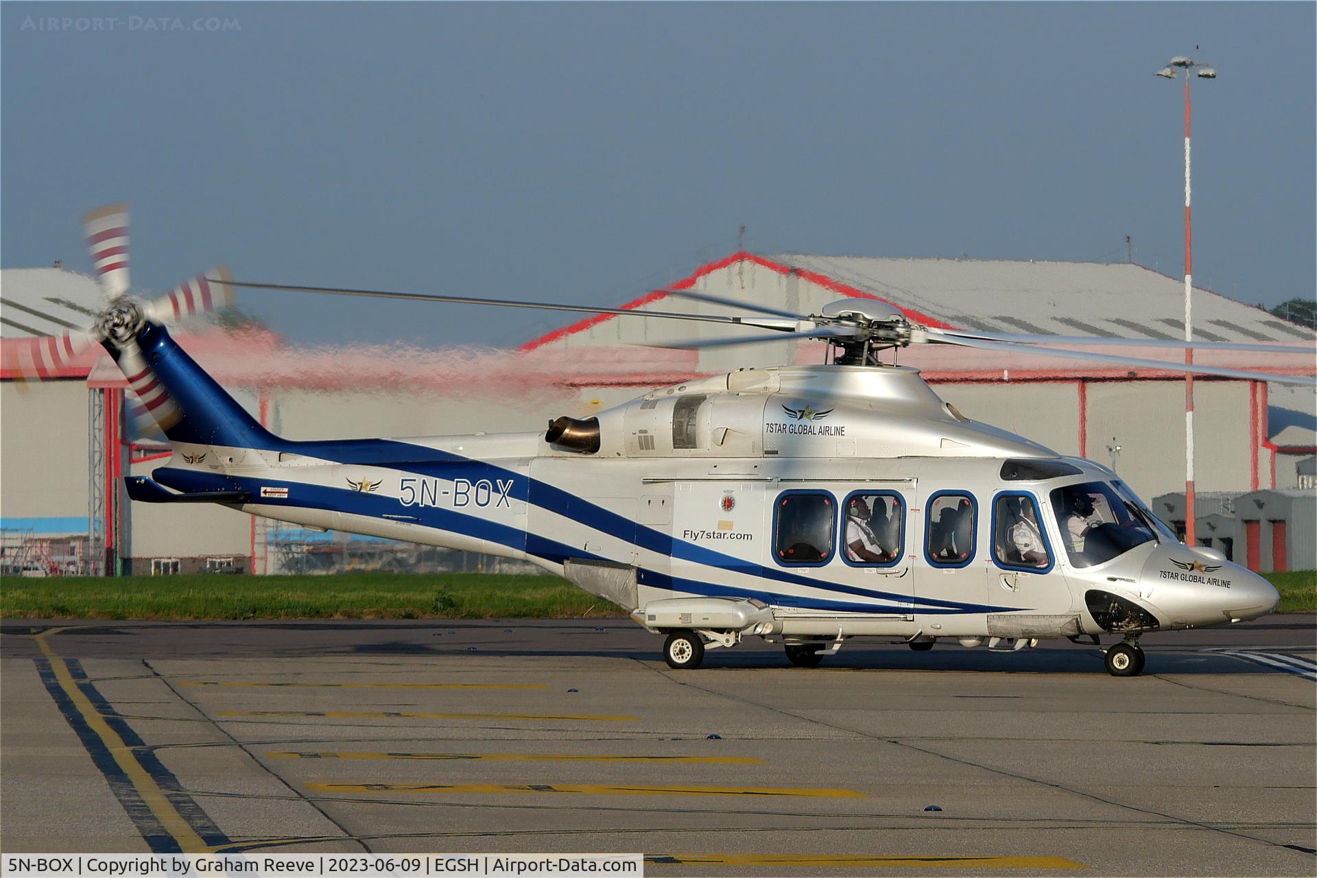5N-BOX, 2012 AgustaWestland AW-139 C/N 31386, Just landed at Norwich.