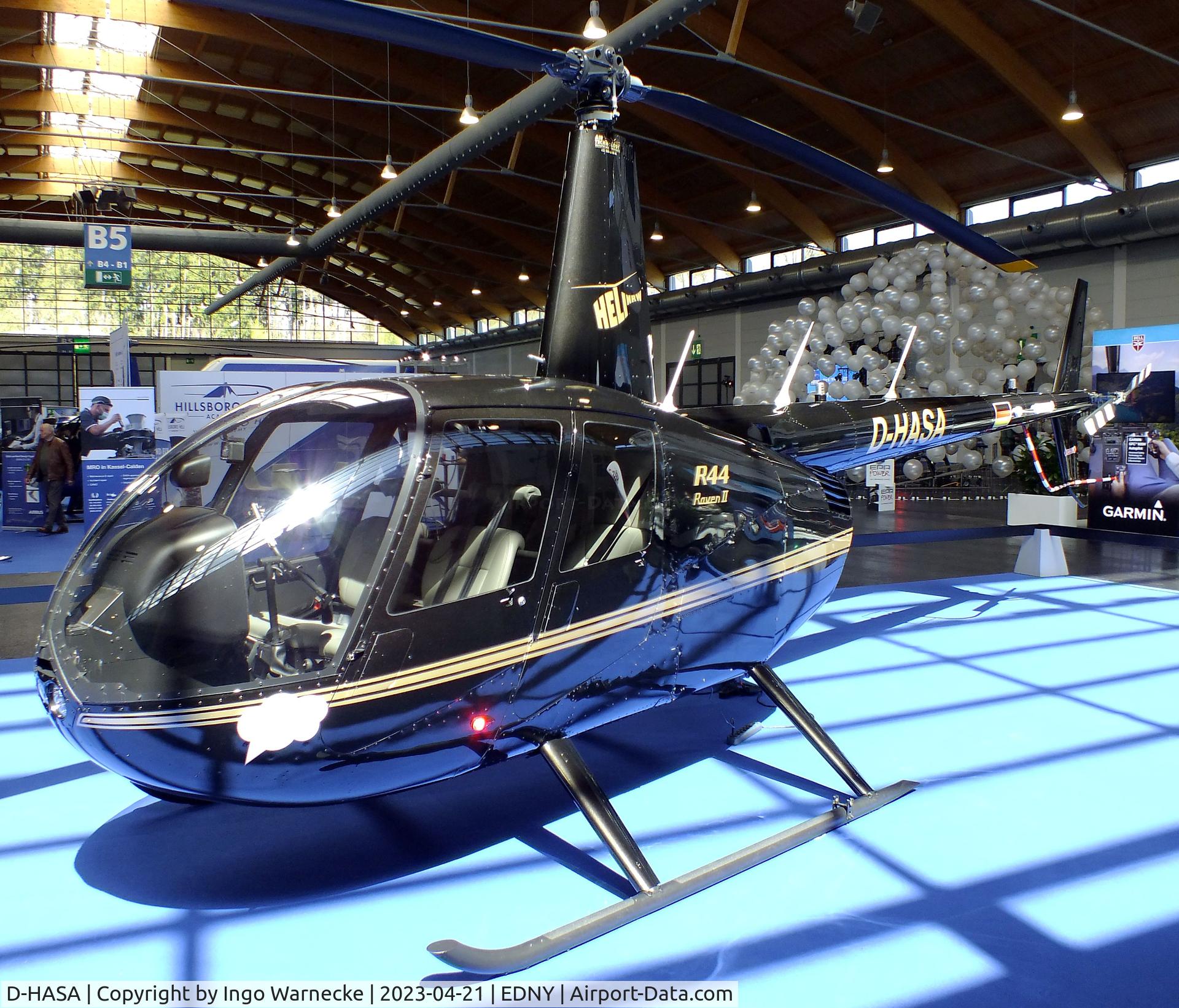 D-HASA, Robinson R44 Raven II C/N 14450, Robinson R44 Raven II of Heli NRW at the AERO 2023, Friedrichshafen