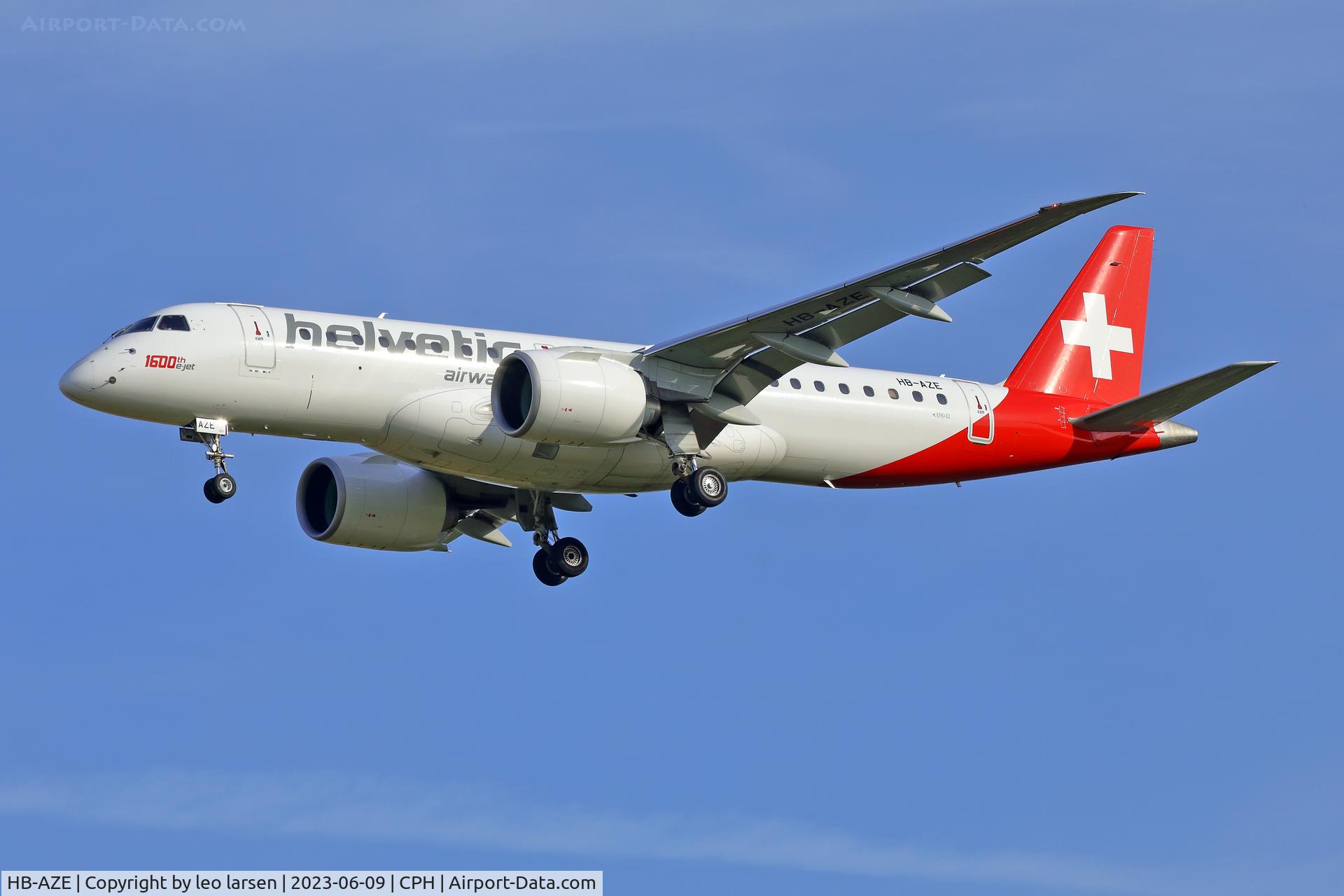 HB-AZE, 2020 Embraer 190-E2 (ERJ-190-300) C/N 19020038, Copenhagen 9.6.2023