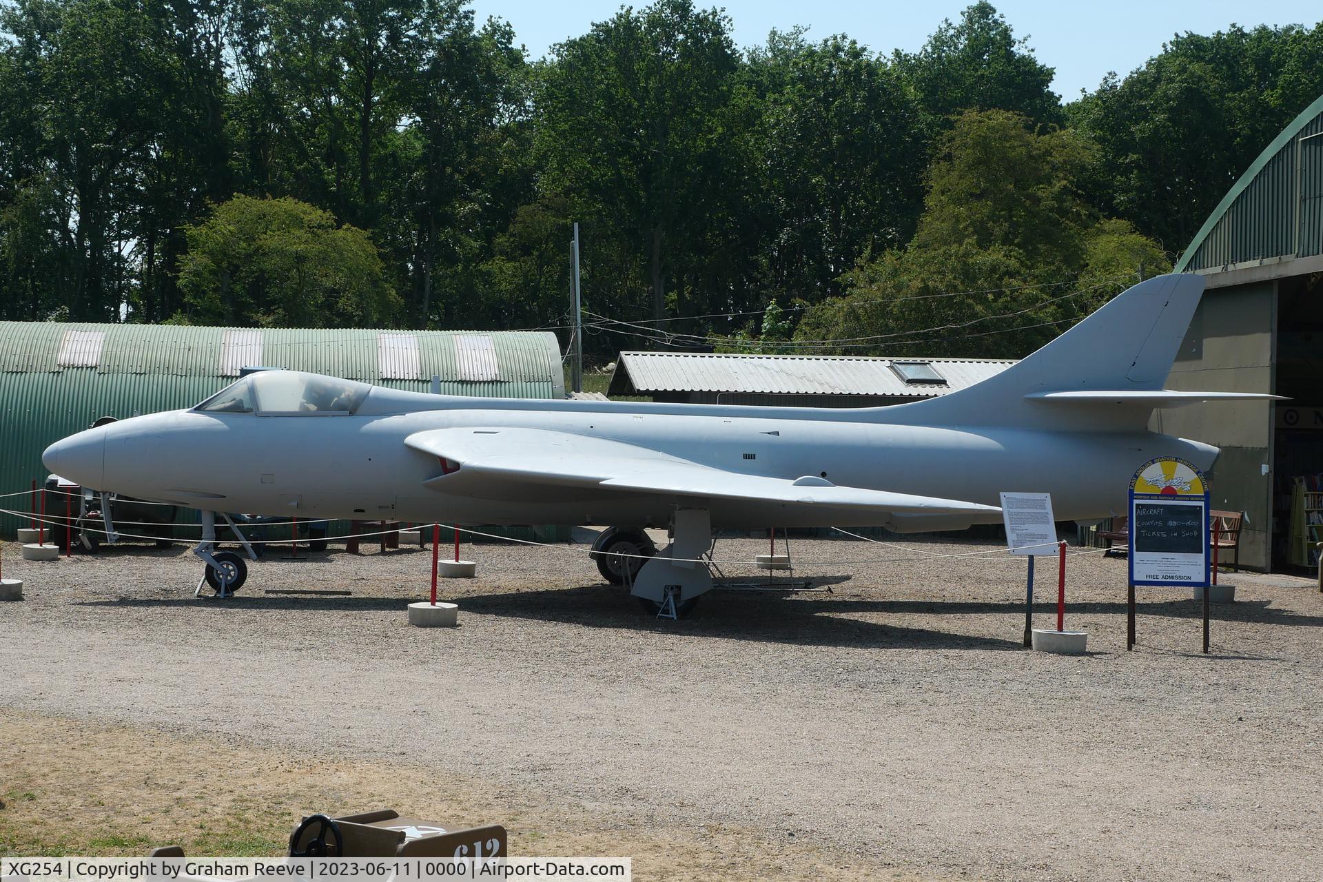 XG254, 1956 Hawker Hunter FGA.9 C/N 41H/680055, Preserved at the Norfolk and Suffolk Aviation Museum, Flixton.