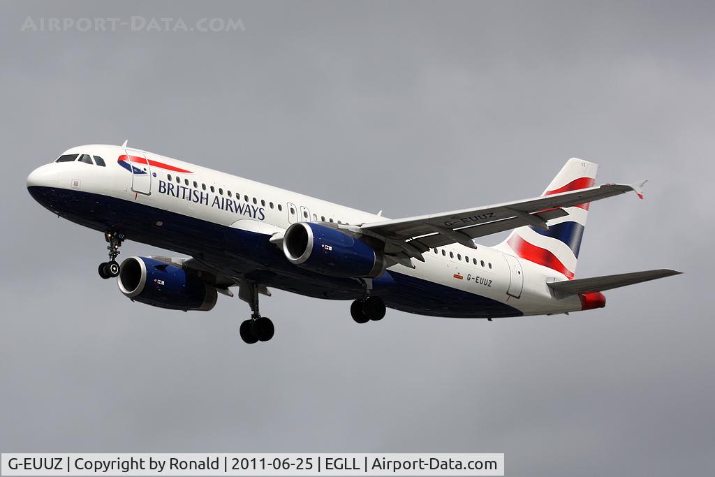G-EUUZ, 2008 Airbus A320-232 C/N 3649, at lhr