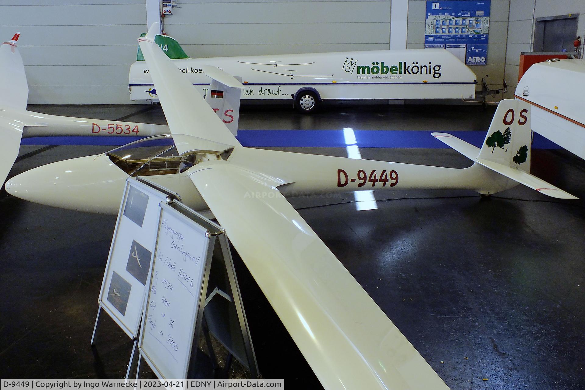 D-9449, 1974 Glasflugel H-201B Standard Libelle C/N 594, Glasflügel H-201B Standard Libelle at the AERO 2023, Friedrichshafen