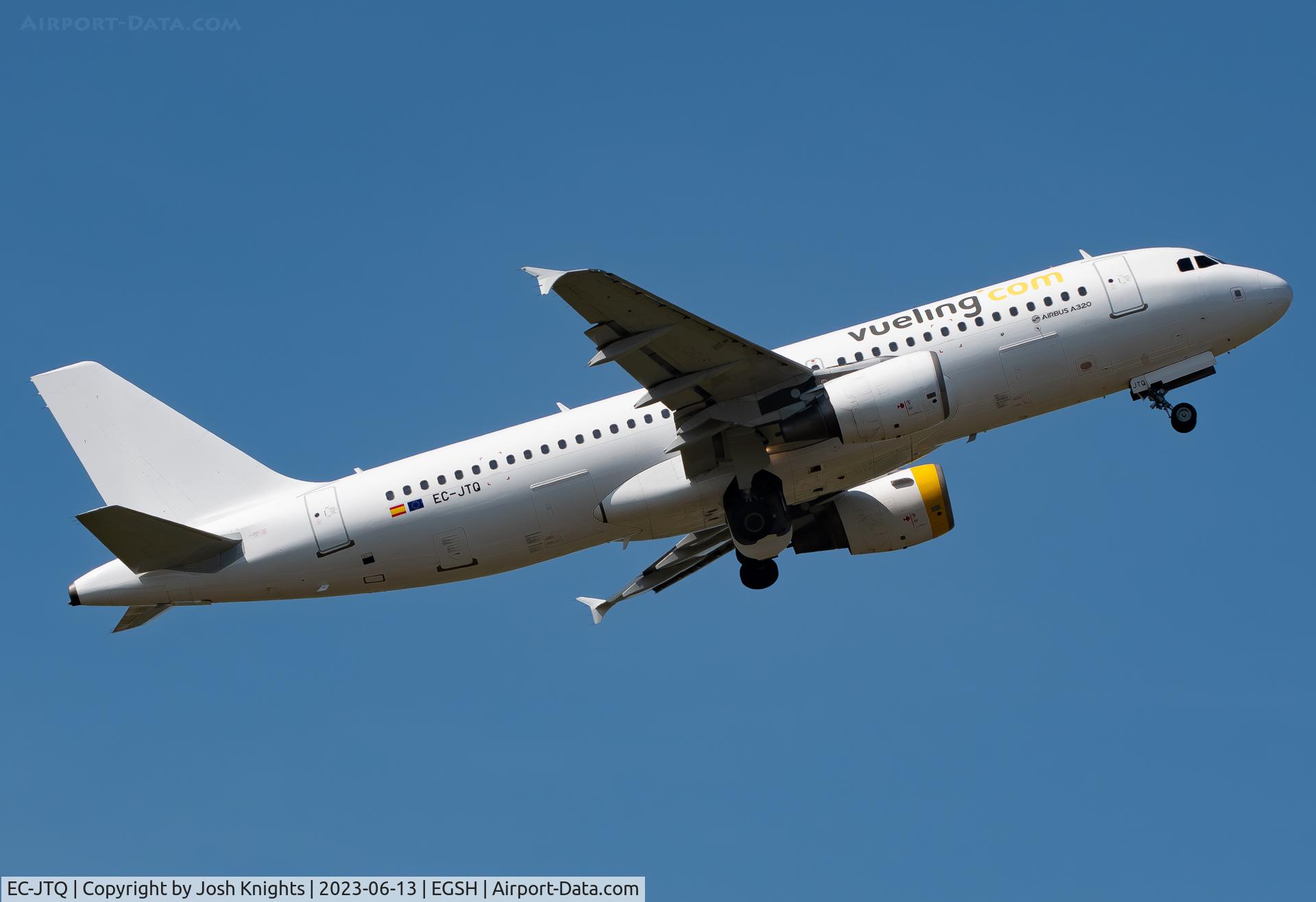EC-JTQ, 2006 Airbus A320-214 C/N 2794, Departing Norwich.