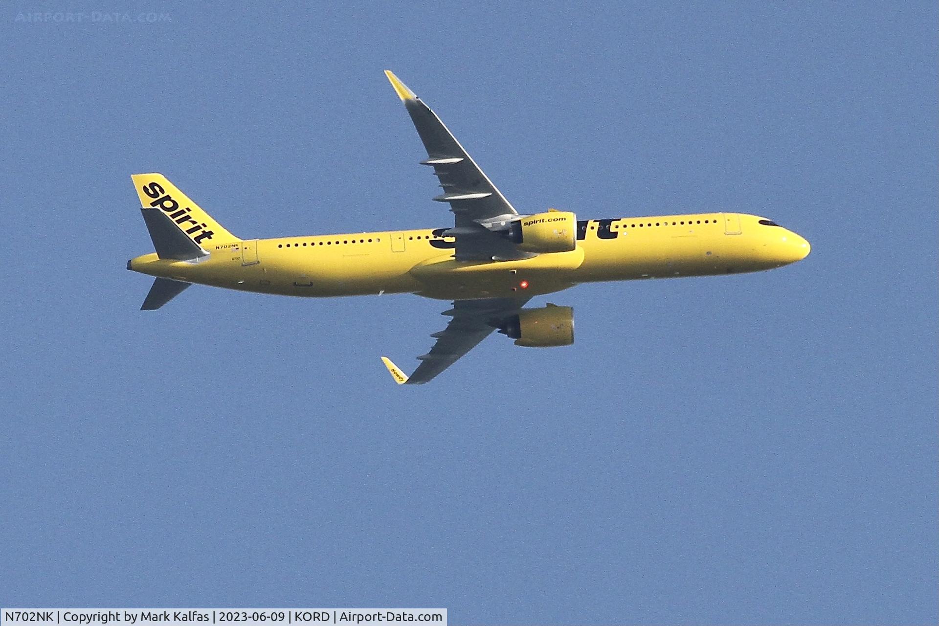 N702NK, 2023 Airbus A321-271NX C/N 11328, Spirit Airlines A21N N702NK operating as NKS19 from FLL to ORD