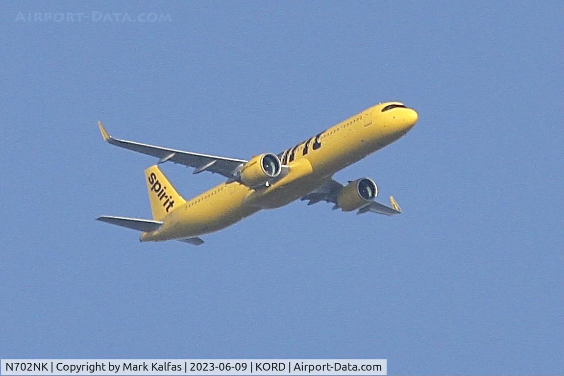 N702NK, 2023 Airbus A321-271NX C/N 11328, Spirit Airlines A21N N702NK operating as NKS19 from FLL to ORD