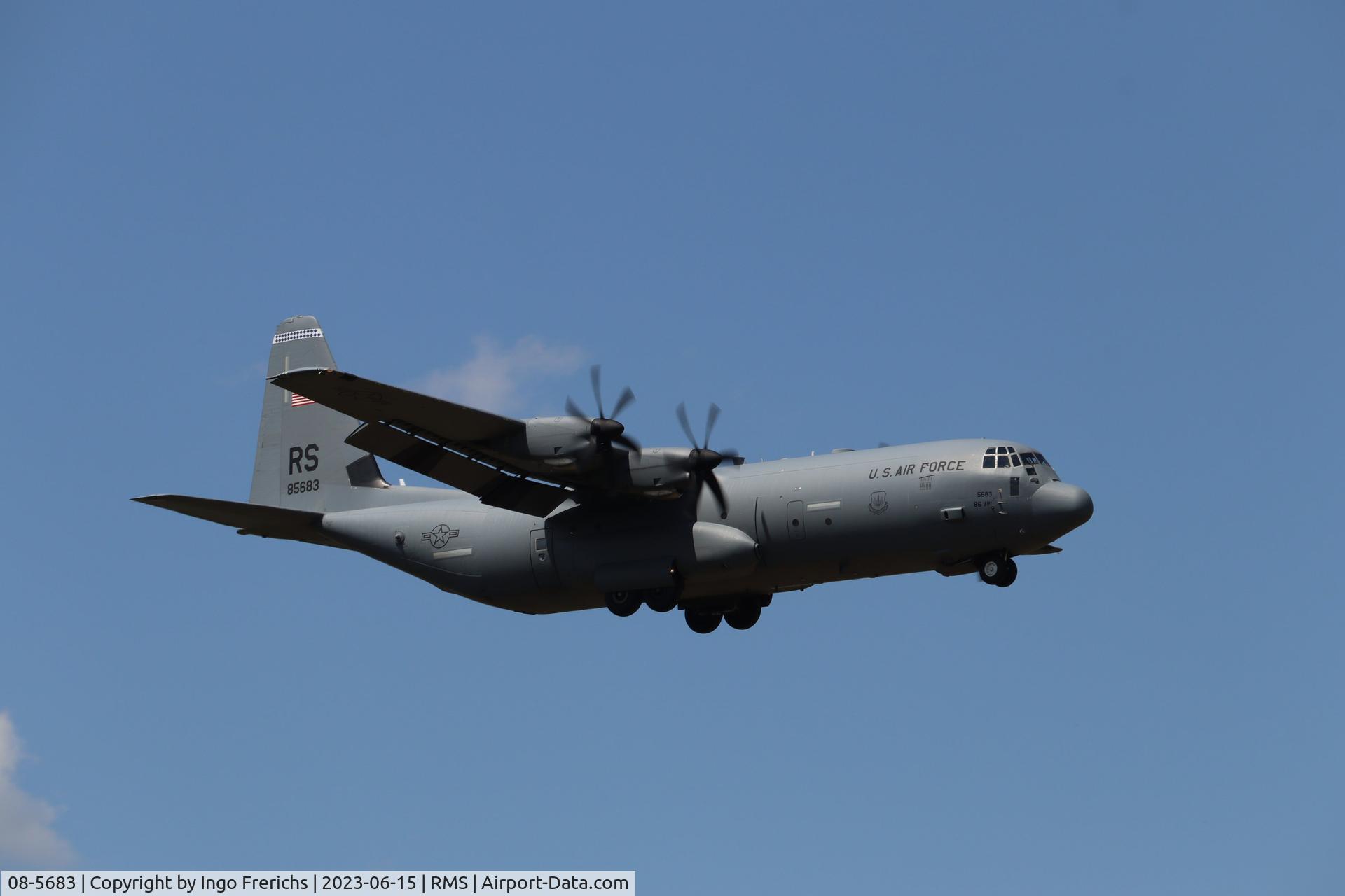 08-5683, 2008 Lockheed Martin C-130J-30 Super Hercules C/N 382-5683, 08-5683 approaching Ramstein Air Base.