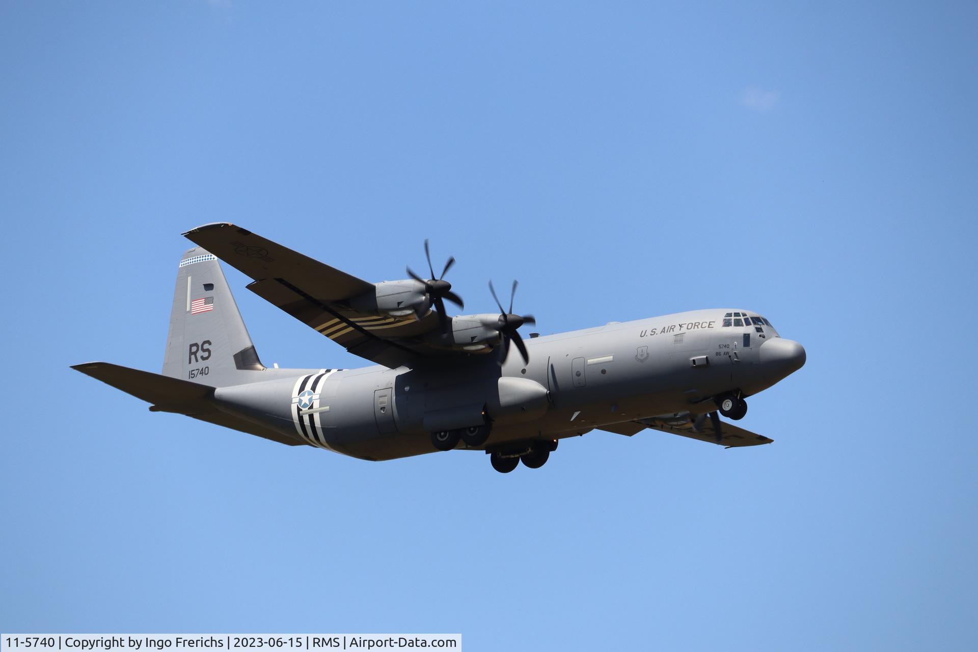 11-5740, 2013 Lockheed Martin C-130J-30 Super Hercules C/N 382-5740, 11-5740 approaching runway 08 at Ramstein Air Base.