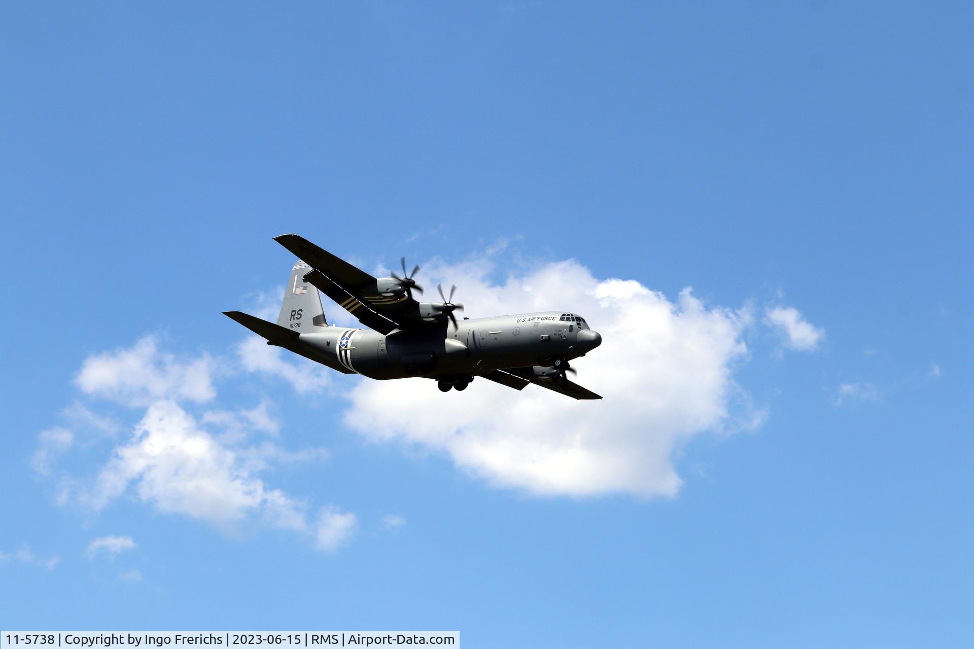 11-5738, 2013 Lockheed Martin C-130J-30 Super Hercules C/N 382-5738, 11-5738 approaching runway 08 at Ramstein Air Base.