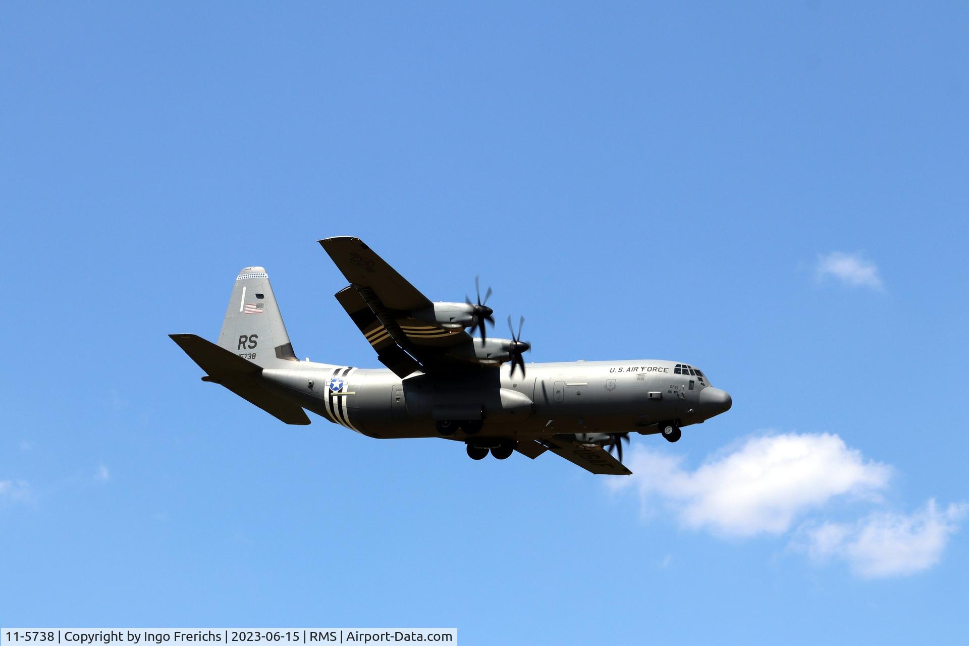 11-5738, 2013 Lockheed Martin C-130J-30 Super Hercules C/N 382-5738, 11-5738 approaching runway 08 at Ramstein Air Base.