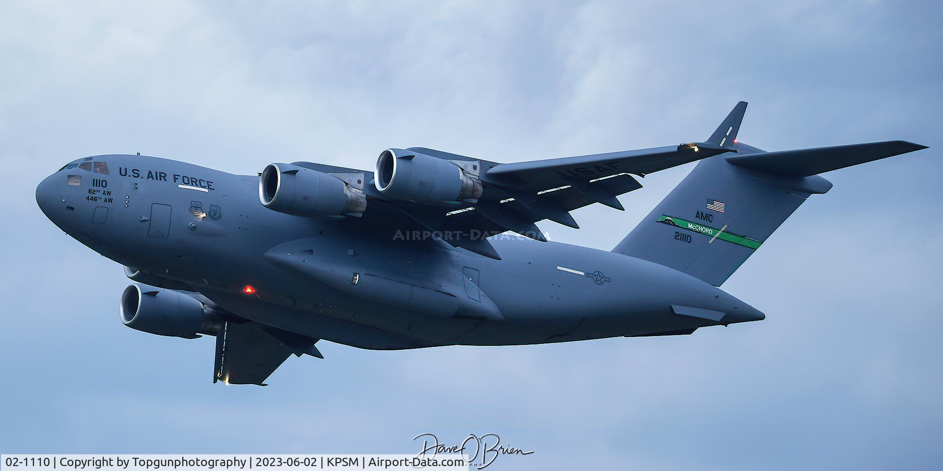 02-1110, 2002 Boeing C-17A Globemaster III C/N P-110, REACH228 sneaks out before the storms move in