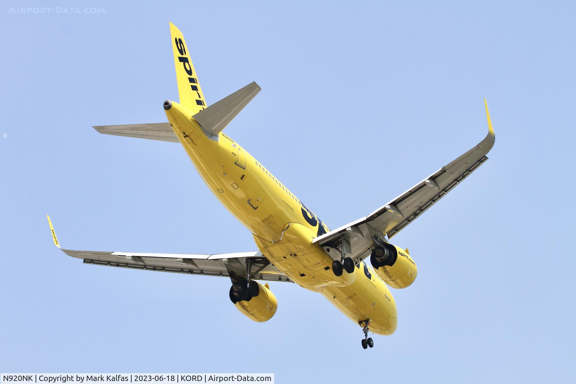 N920NK, Airbus A320-271N C/N 9273, Spirit Airlines A20N, N920NK operating as NKS105 from CUN to ORD on approach to 10L at O'hare