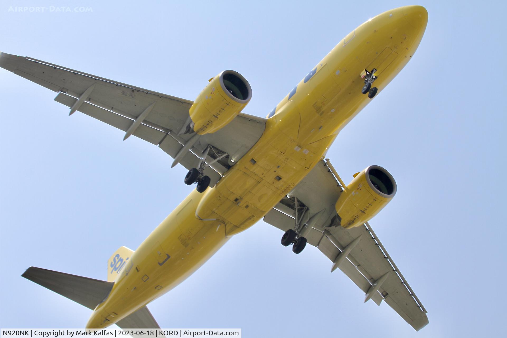 N920NK, Airbus A320-271N C/N 9273, Spirit Airlines A20N, N920NK operating as NKS105 from CUN to ORD on approach to 10L at O'hare