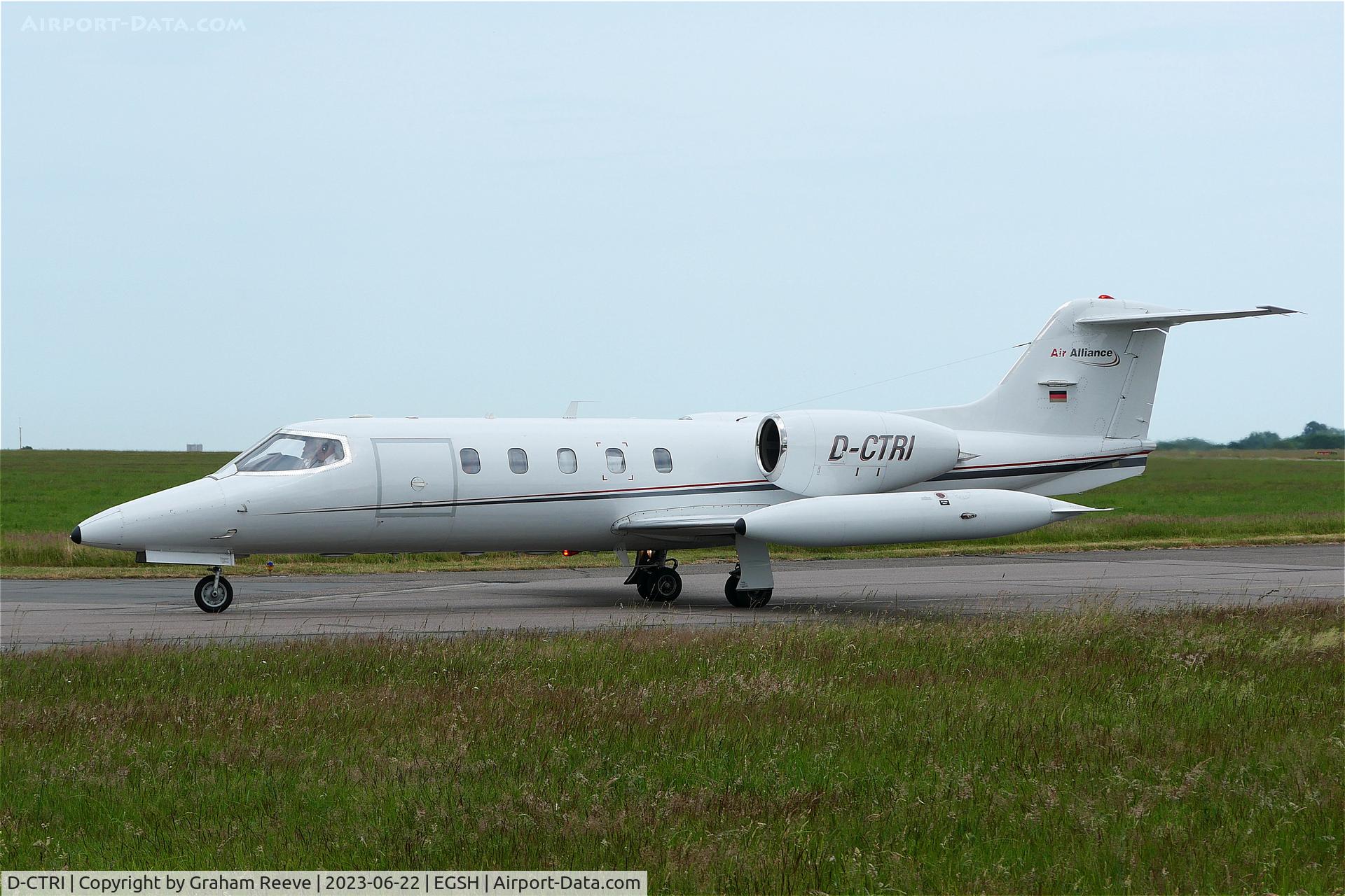 D-CTRI, 1980 Learjet 35A C/N 35A-346, Just landed at Norwich.