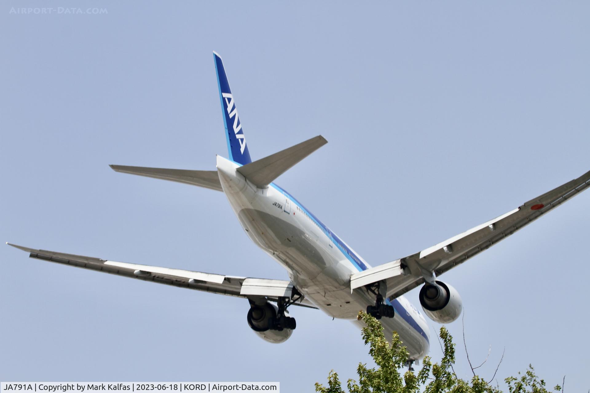 JA791A, 2015 Boeing 777-381/ER C/N 60137, ANA B77W JA791A operating as ANA12 from NRT to ORD, on approach to O'Hare.